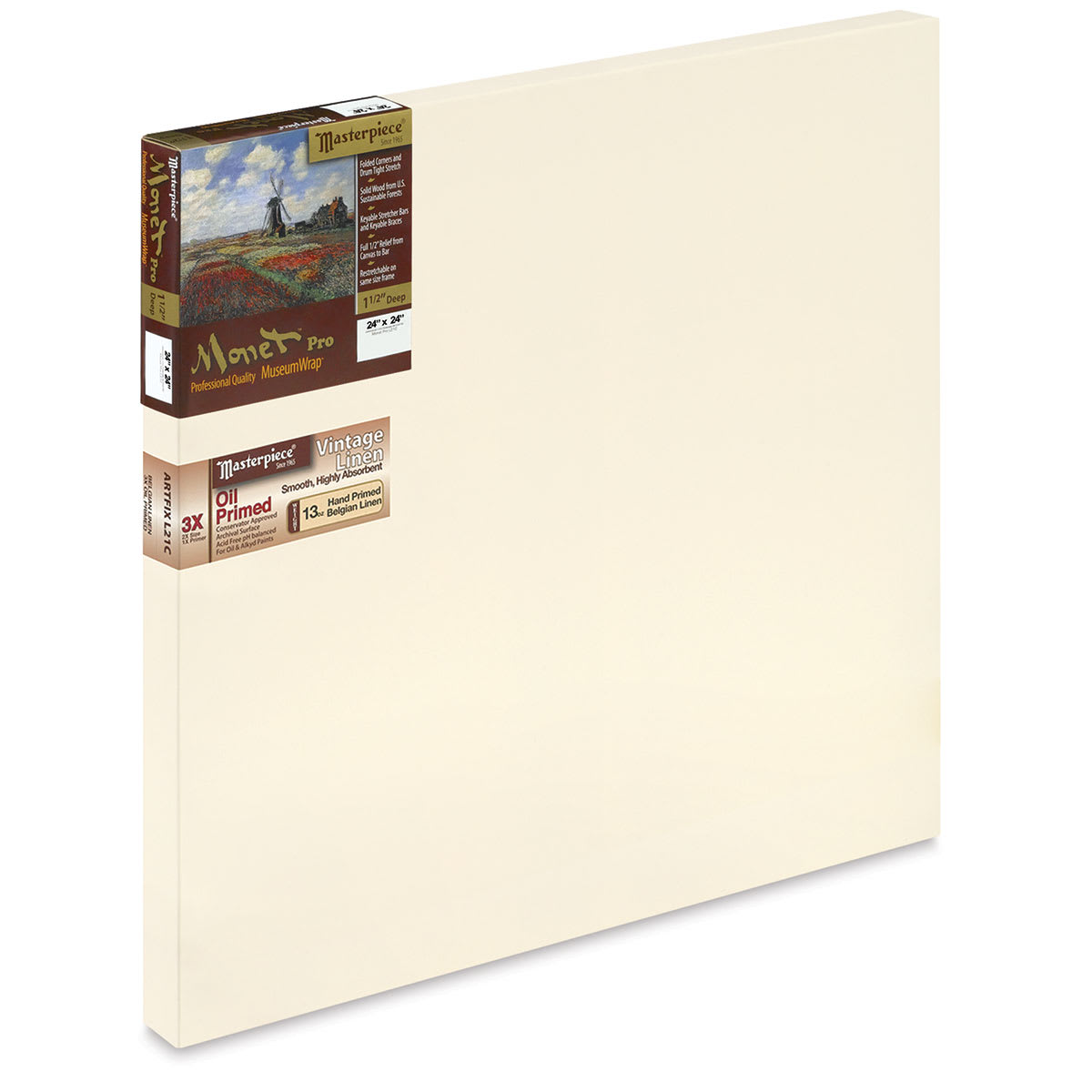 Masterpiece Monet Pro Linen Canvas - 24" x 24", Oil Primed