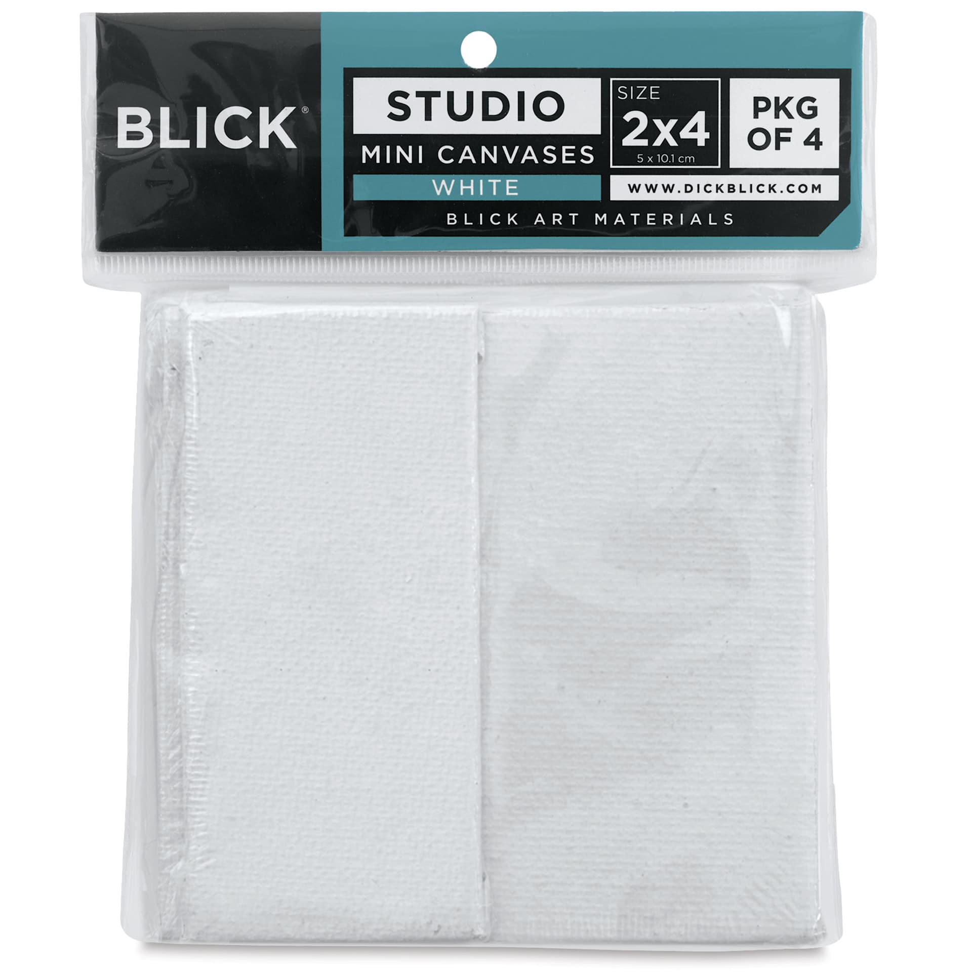 Blick Studio Mini Cotton Canvas - 2" x 4", White, Pkg of 4, in packaging