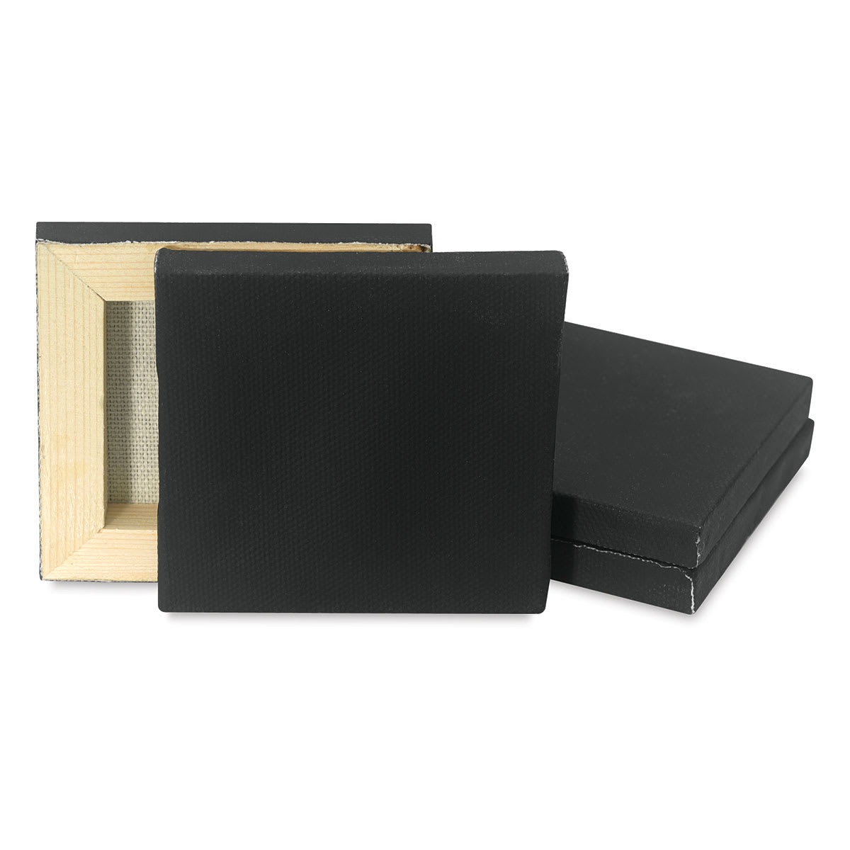 Blick Studio Mini Cotton Canvas - 3'' x 3'', Black, Pkg of 4