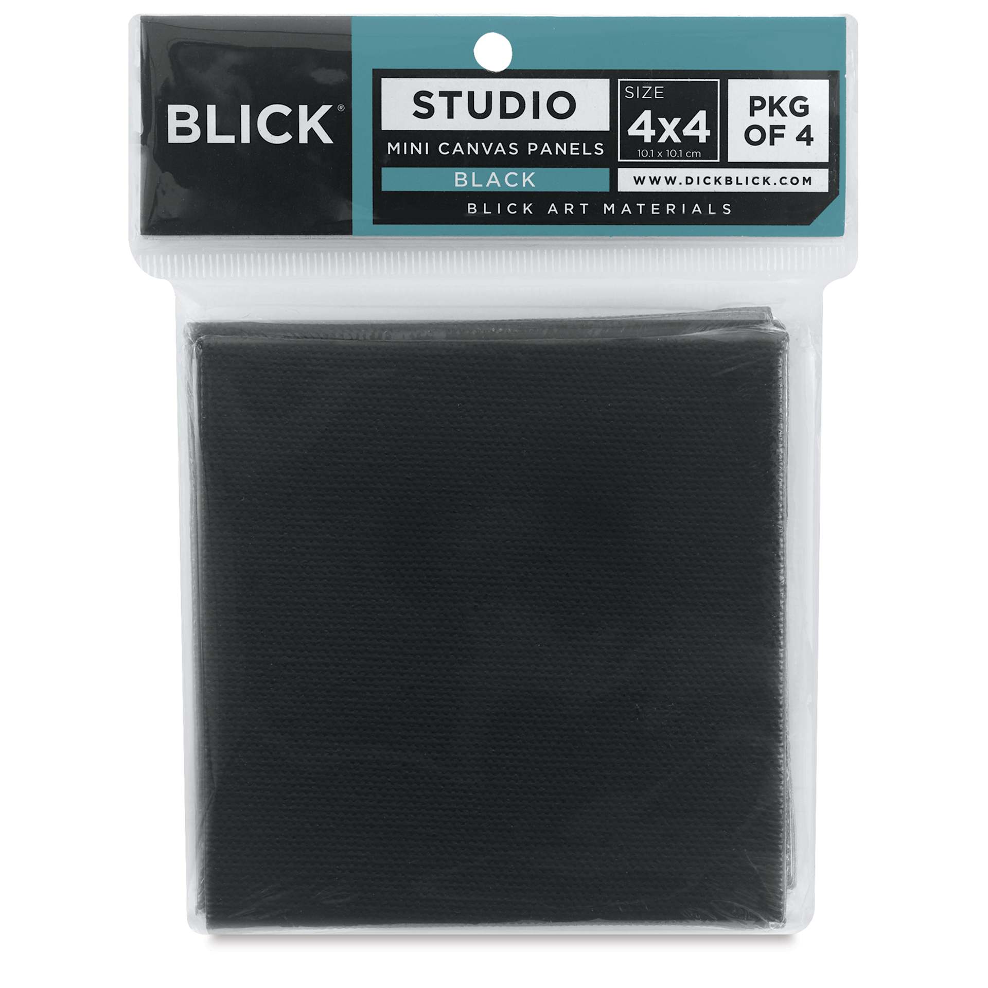 Blick Studio Mini Canvas Panel - 4" x 4", Black, Pkg of 4 front of package