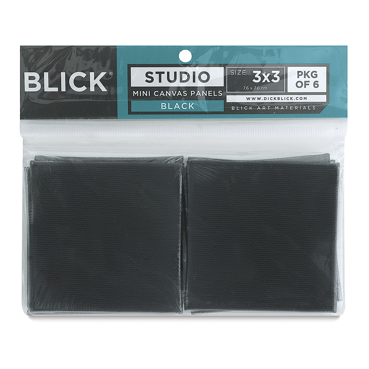 Blick Studio Mini Canvas Panel - 3'' x 3'', Black, Pkg of 6 in package