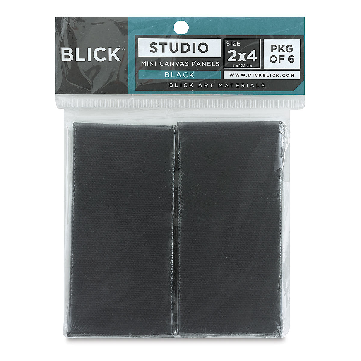 Blick Studio Mini Canvas Panel - Package of 6 2" x 4" Black Canvas panels shown
