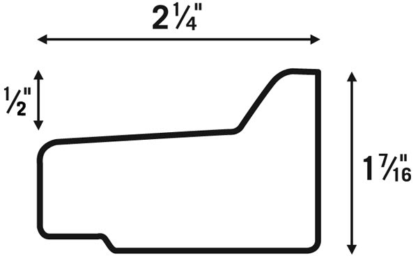 Fredrix Heavy Duty Pine Stretcher Bars - Diagram showing profile dimensions
