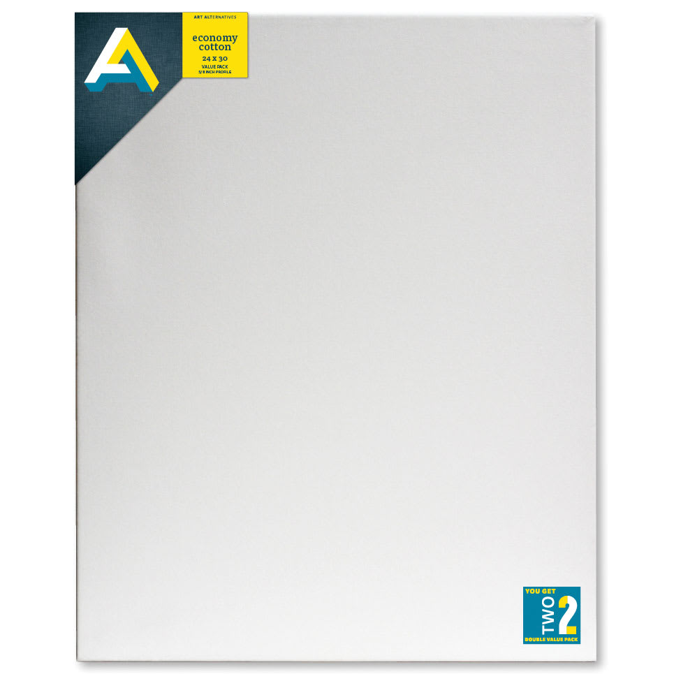 Art Alternatives Economy Cotton Stretched Canvas - 24" x 30", 5/8" deep, Pkg of 2