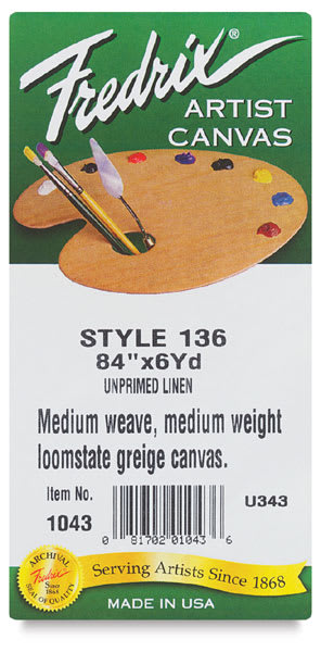 Fredrix Style 136 Unprimed Linen Canvas Rolls - Closeup of label