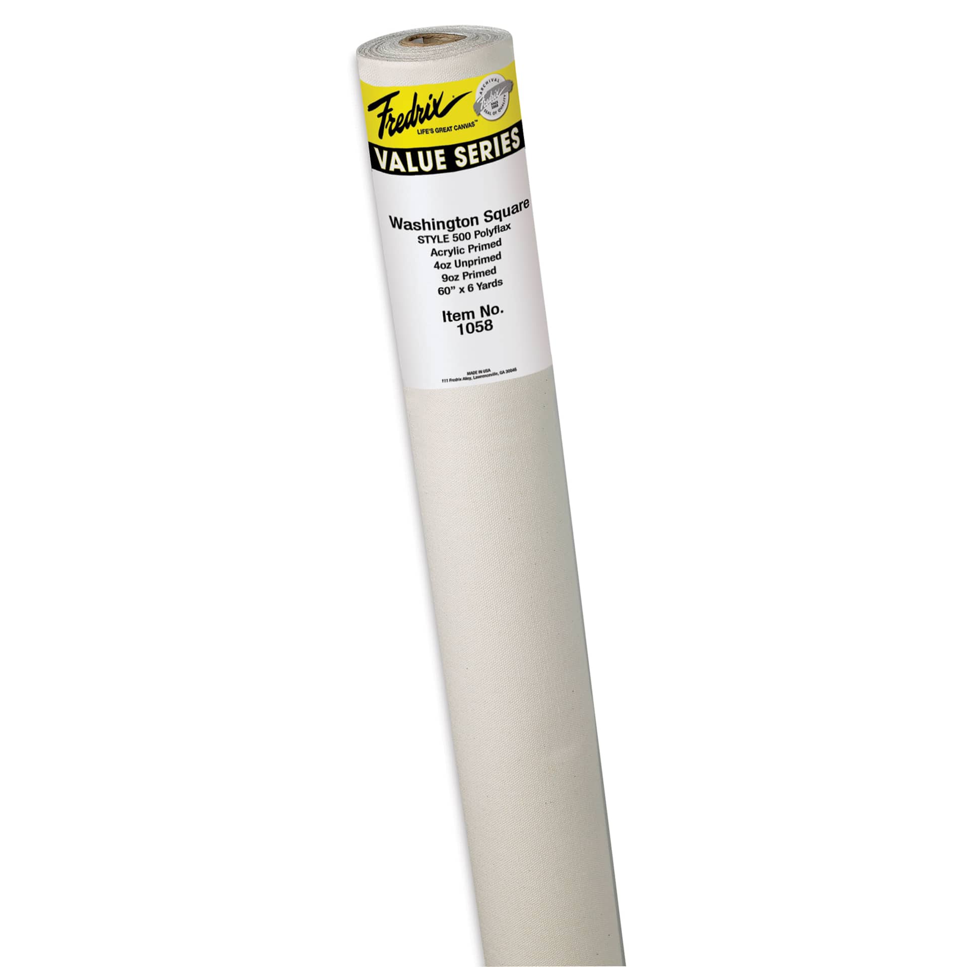 Fredrix Style 500 Washington Square Acrylic Primed Polyflax Cotton Canvas Roll - 60" x 6 yds