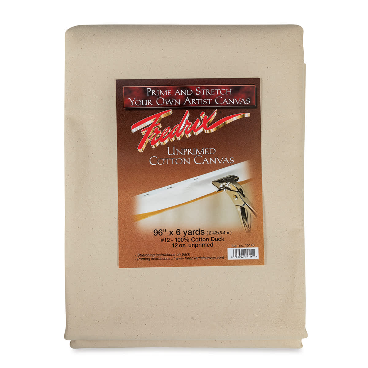 Fredrix Folded Blanket Canvas - 96" x 6 yds, Unprimed, front of packaging