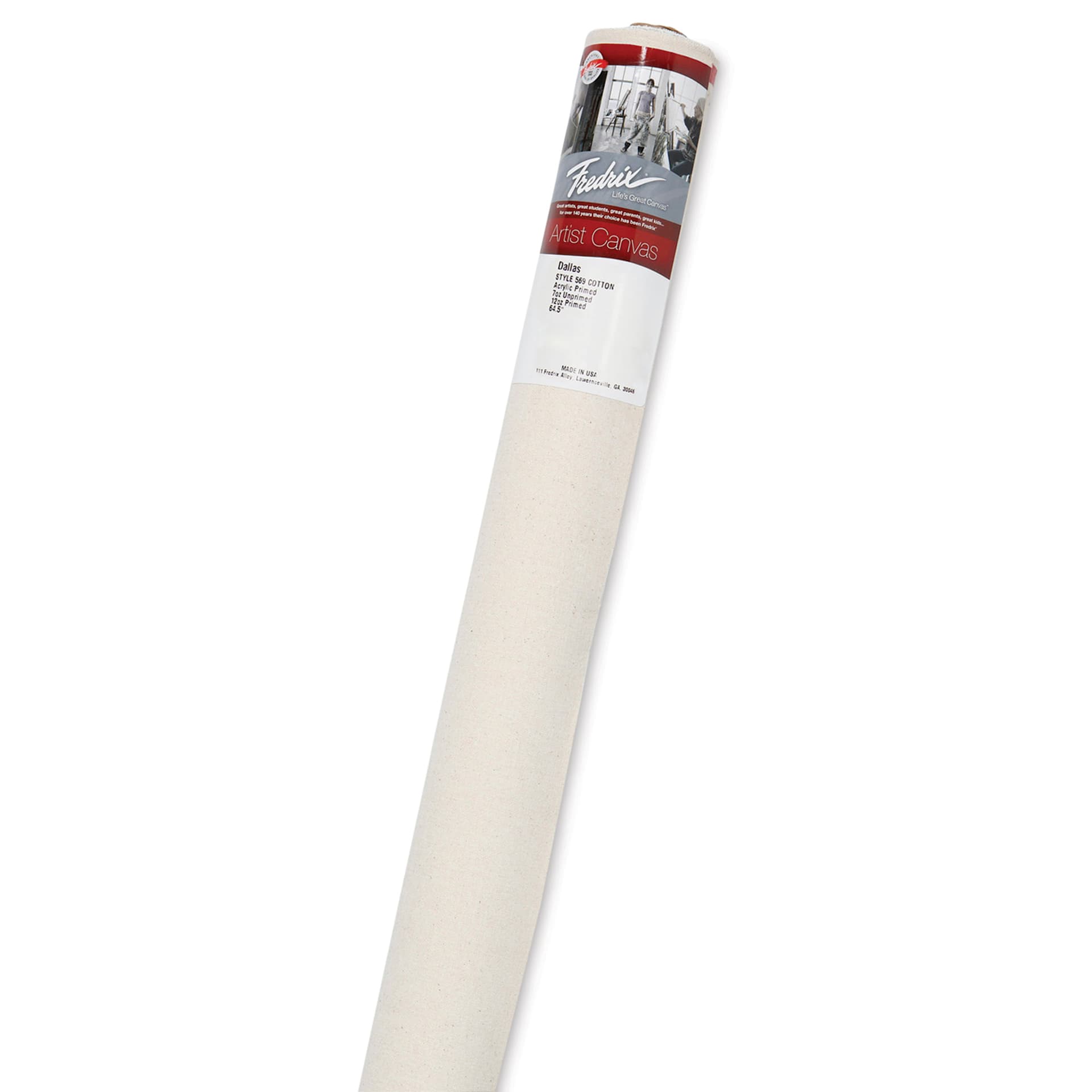 Fredrix Style 569 Dallas Cotton Canvas Roll - 64-1/2" x 100 yds, Acrylic Primed, Roll