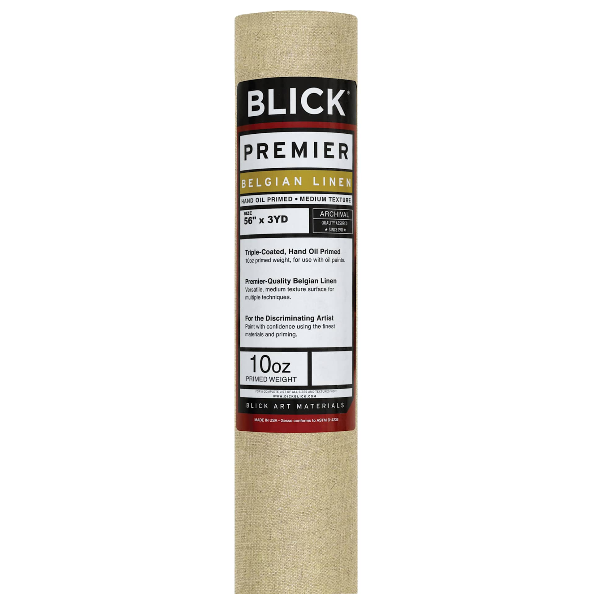 Blick Premier Belgian Linen Canvas Roll - 56" x 3 yds, Oil-Primed