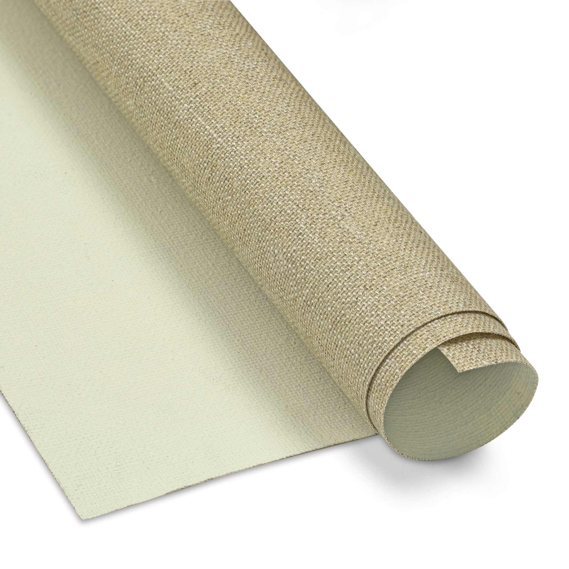 Blick Premier Belgian Linen Canvas Roll - 56" x 6 yds, Oil-Primed, close-up of roll