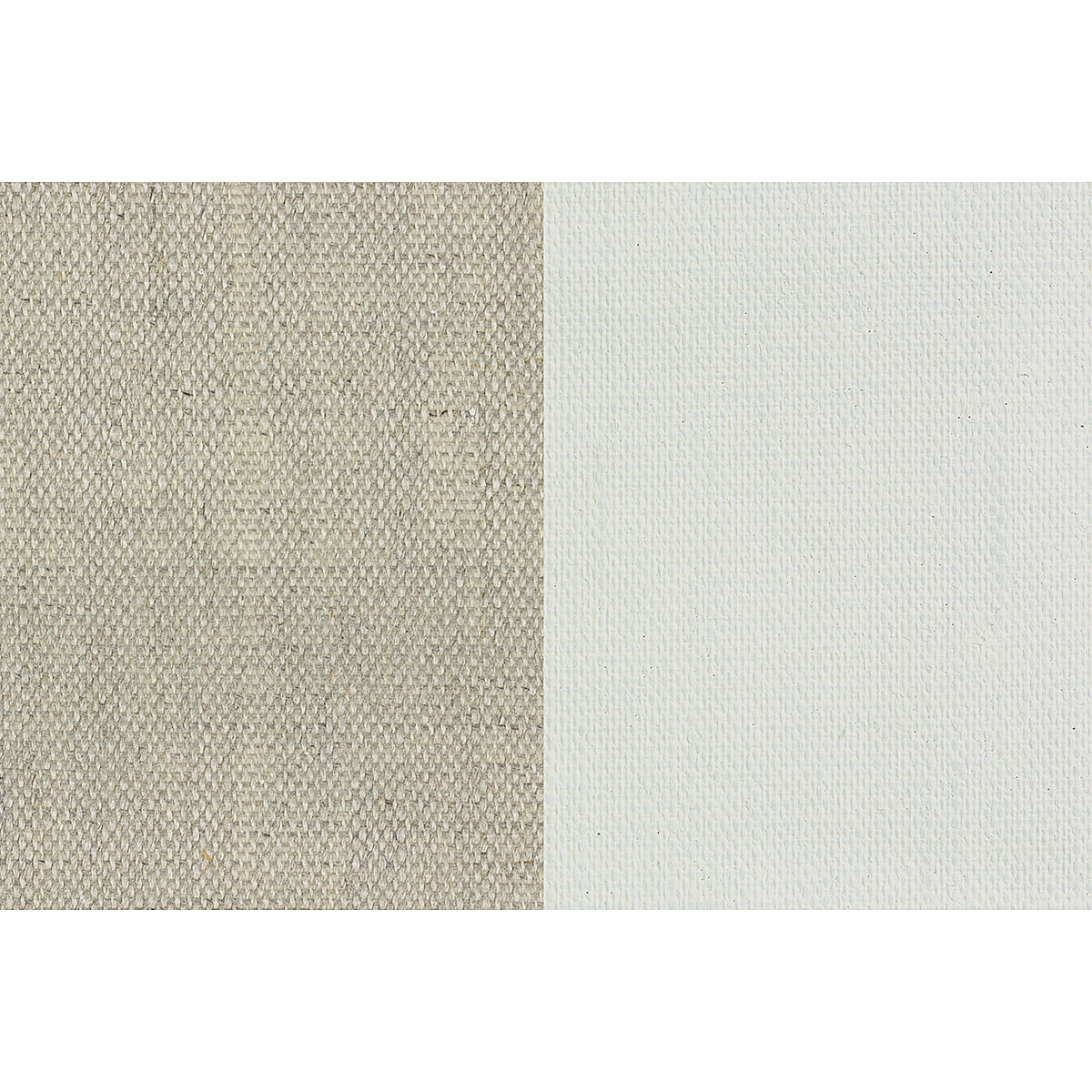 Caravaggio Oil-Primed Linen Canvas Roll - Swatch showing primed and unprimed linen
