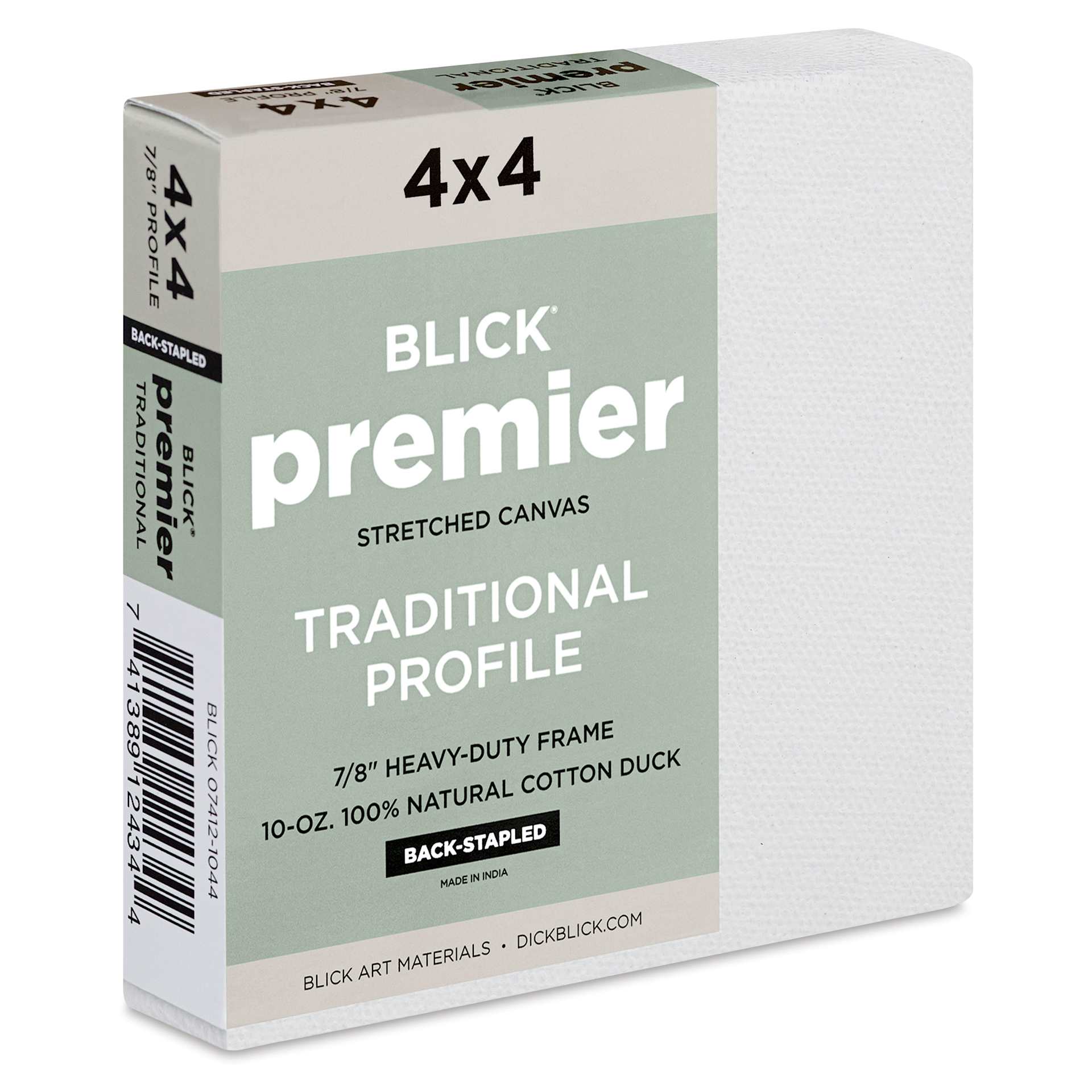 Blick Premier Stretched Cotton Canvas - Traditional Profile, Back-Stapled, 4" x 4"