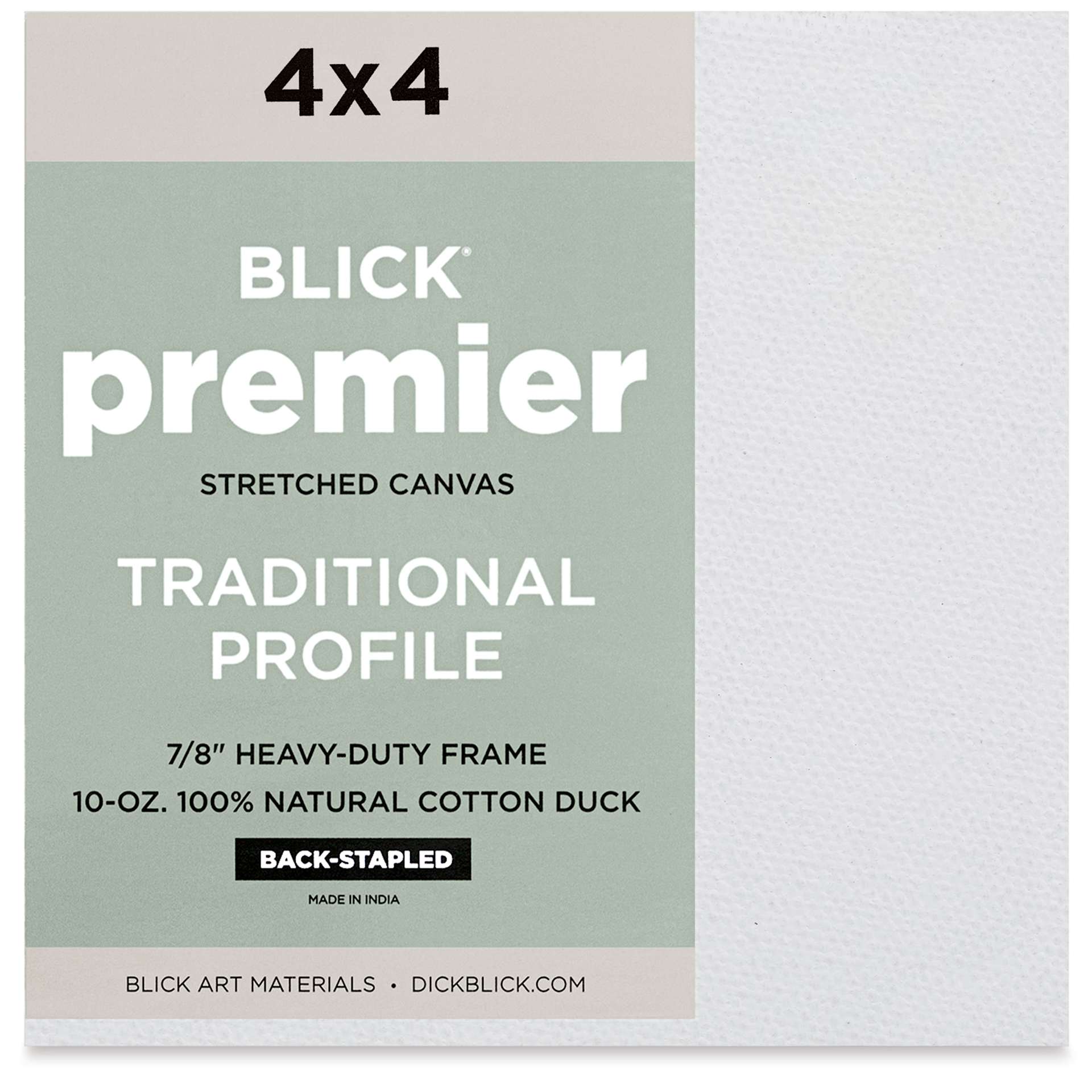 Blick Premier Stretched Cotton Canvas - Traditional Profile, Back-Stapled, 4" x 4", front