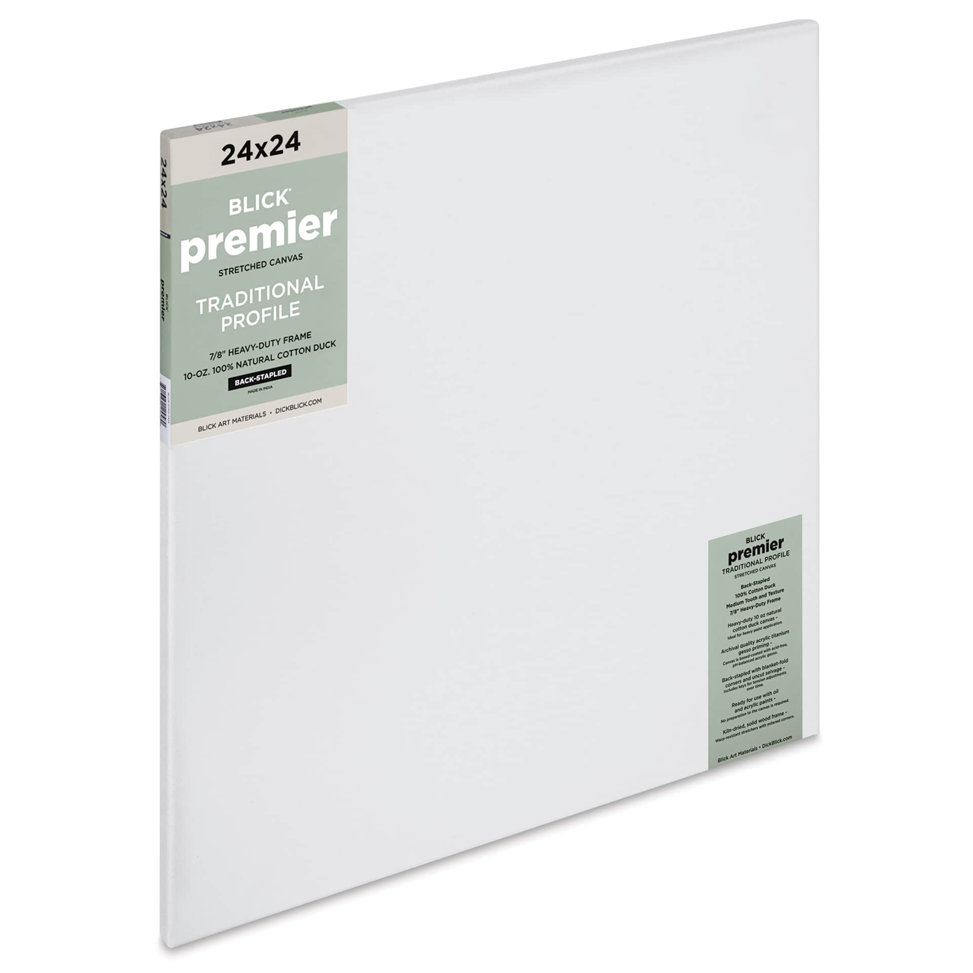 Blick Premier Stretched Cotton Canvas - Traditional Profile, Back-Stapled, 24" x 24"