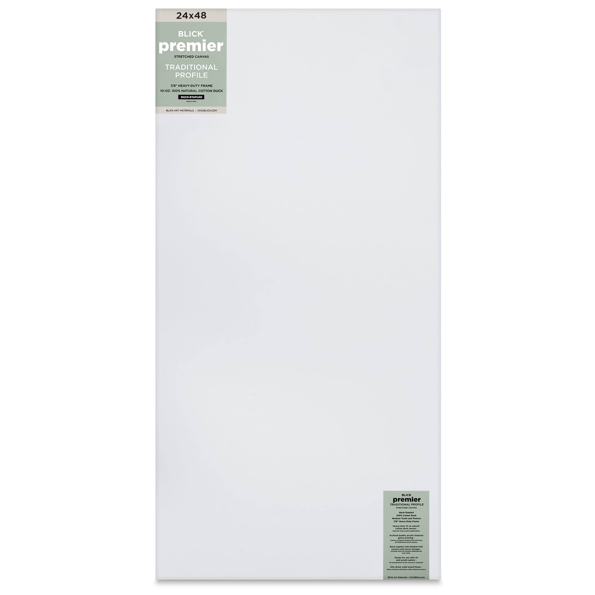 Blick Premier Stretched Cotton Canvas - Traditional Profile, Back-Stapled, 24" x 48", front