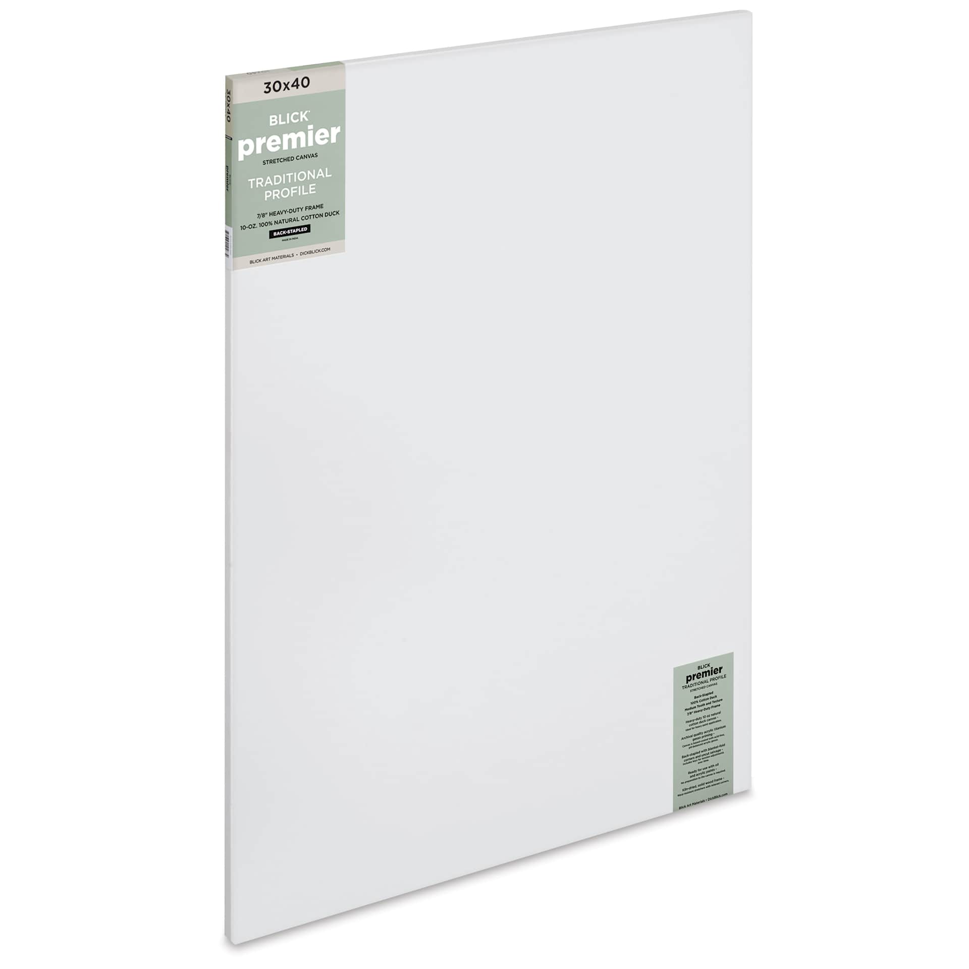 Blick Premier Stretched Cotton Canvas - Traditional Profile, Back-Stapled, 30" x 40"