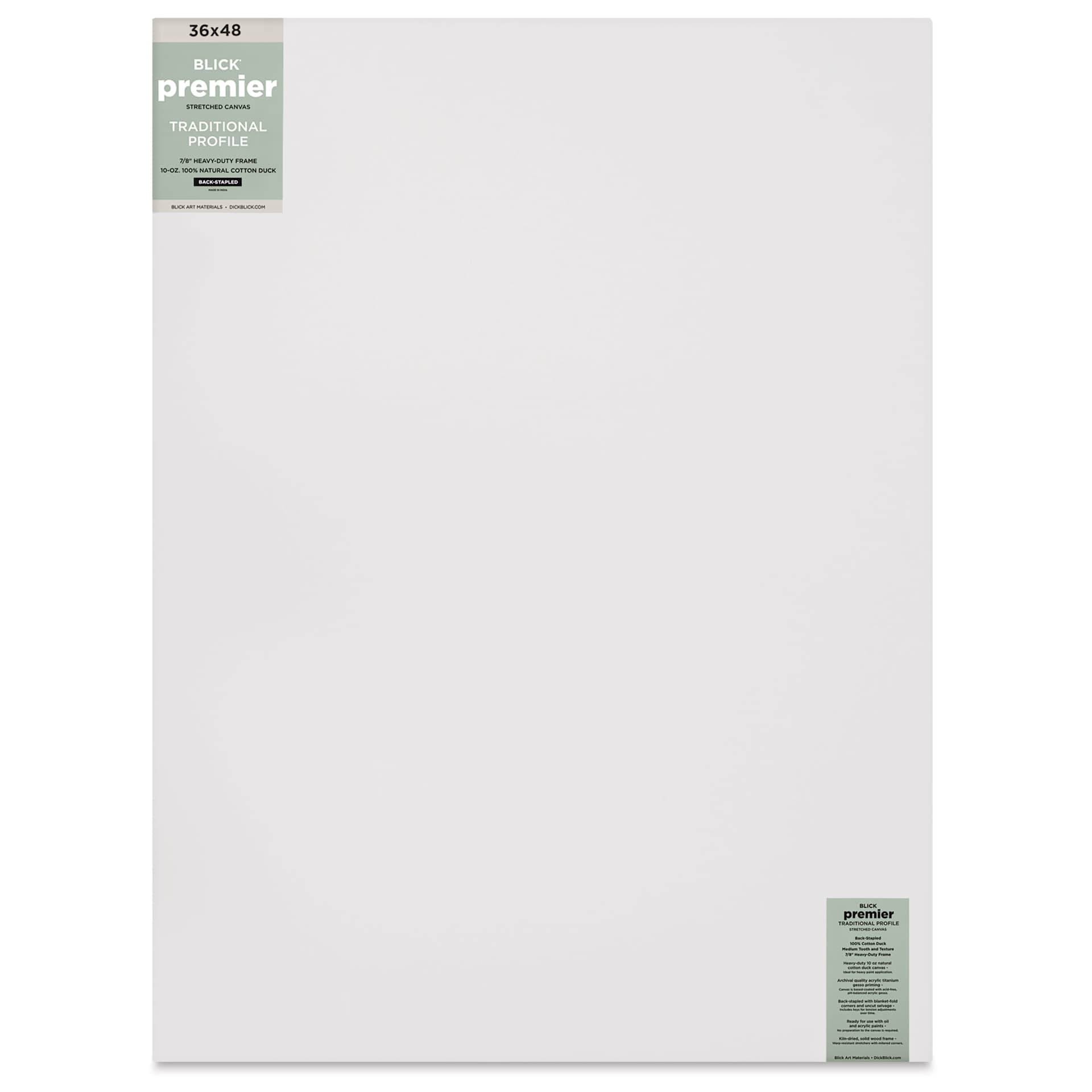 Blick Premier Stretched Cotton Canvas - Traditional Profile, Back-Stapled, 36" x 48", front
