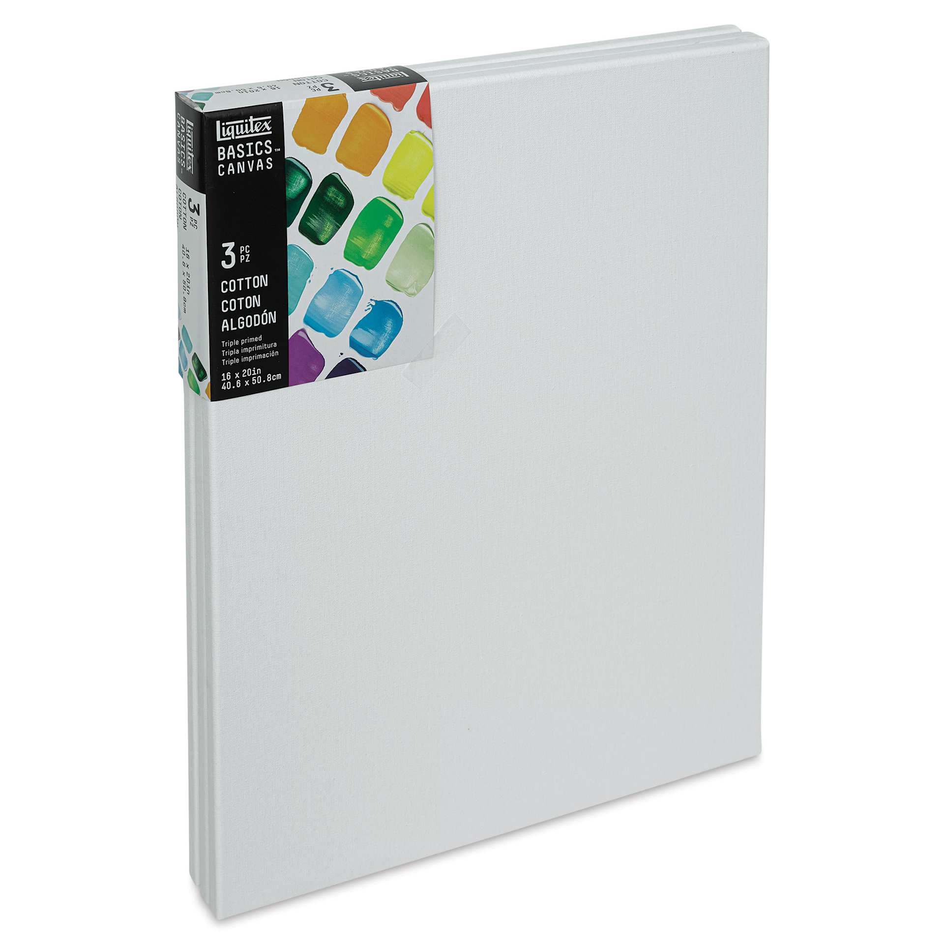 Liquitex Basics Stretched Cotton Canvas Pack - 16" x 20", Pkg of 3 (At an angle)