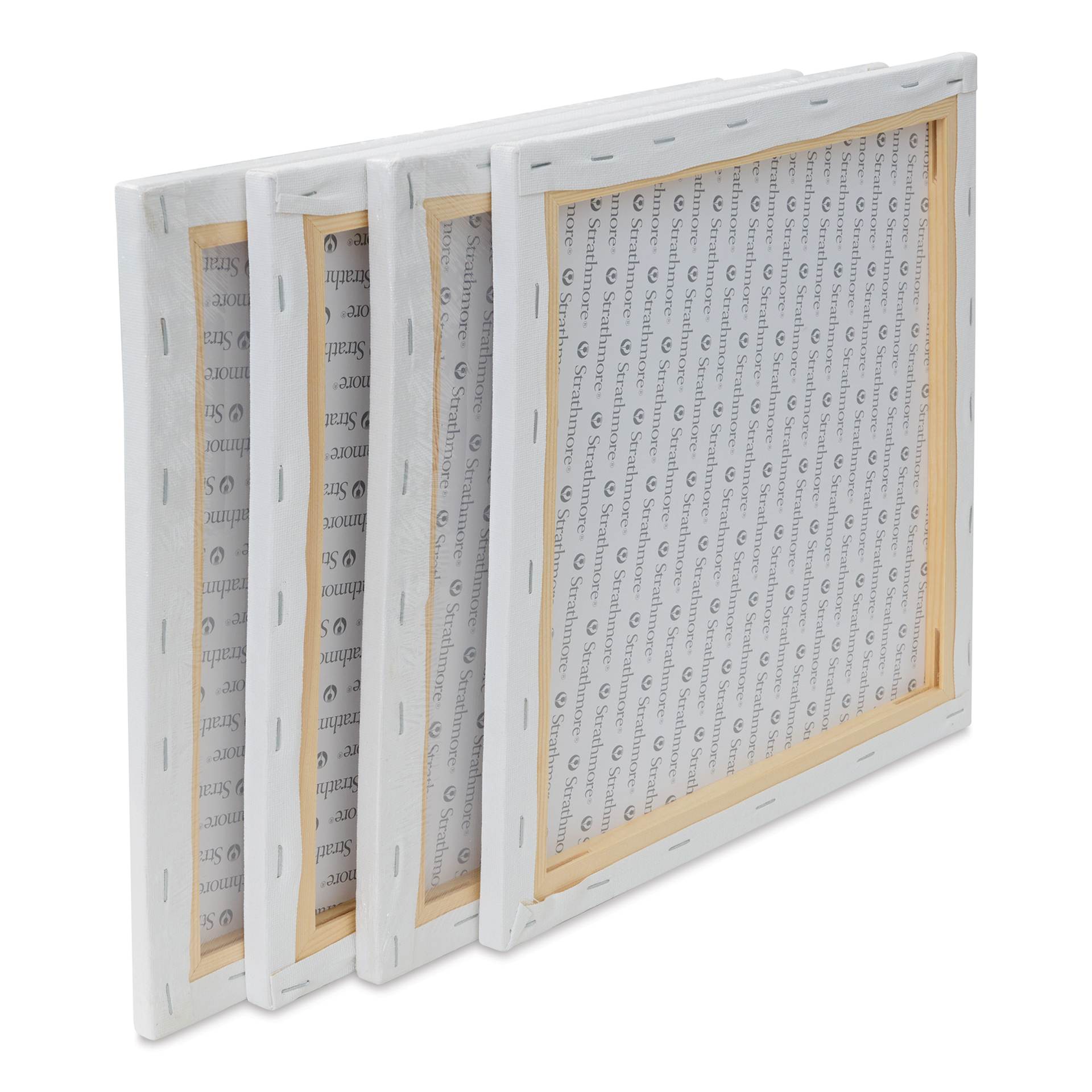 Strathmore 300 Series Slim Frame Stretched Cotton Canvas Pack - 12" x 12", Pkg of 4, back of canvas