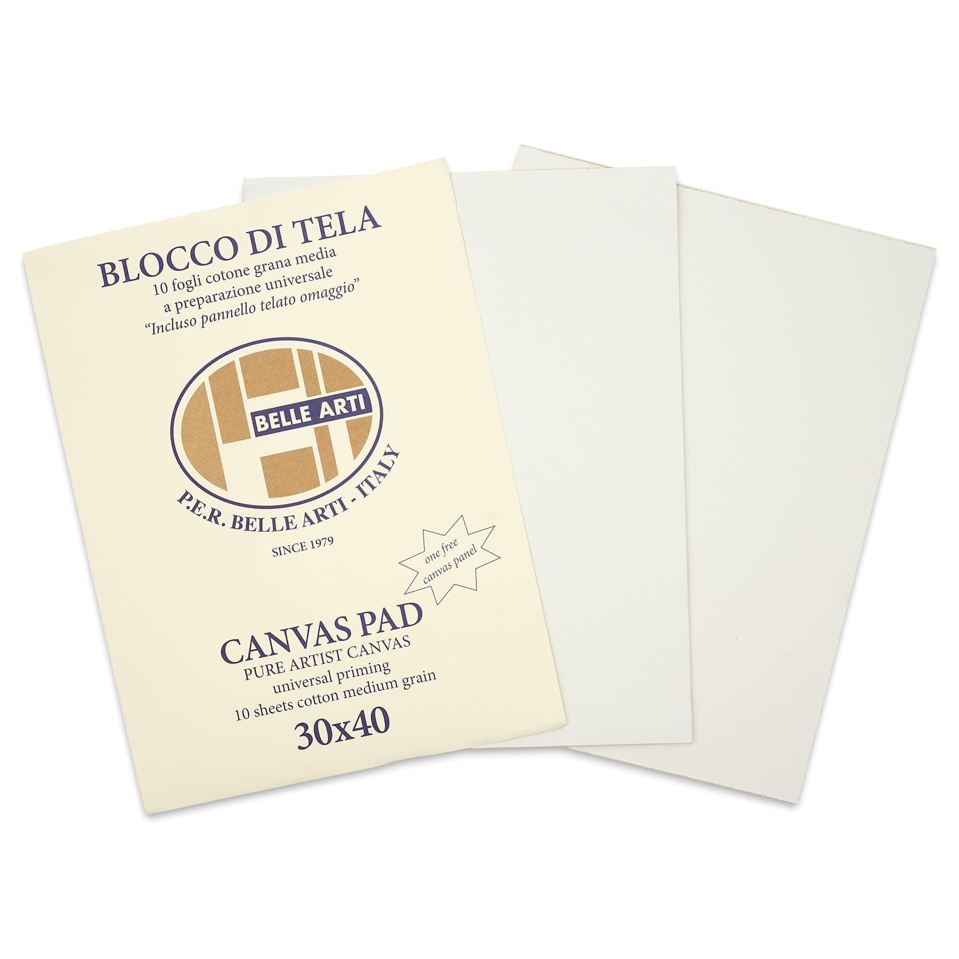 Belle Arti Acrylic Primed Canvas Pad - 11.8" x 15.8", 10 Sheets, front cover with sheets