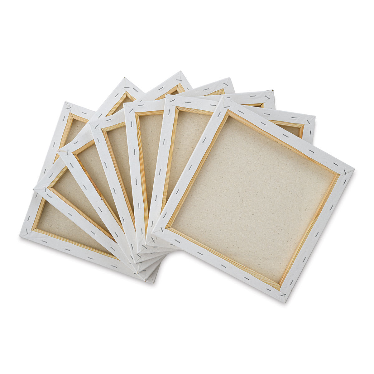 Blick Super Value Canvas Pack - 12'' x 12'', Pkg of 7 (back of canvases out of packaging)