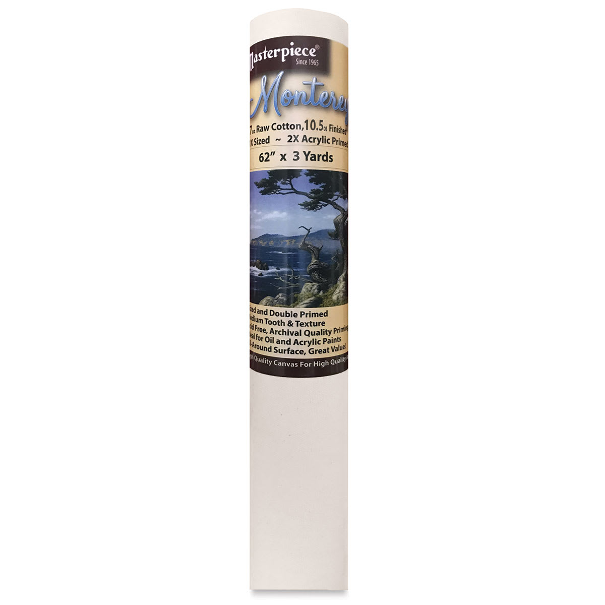 Masterpiece Monterey Cotton Canvas Roll - 3 yd Roll upright with label