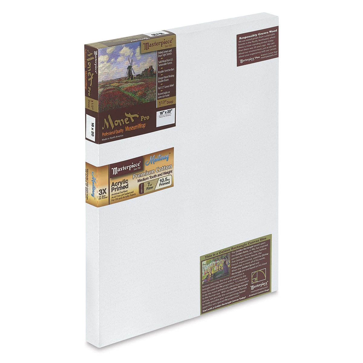 Masterpiece Monet Pro Monterey Cotton Canvas - 16" x 20", 1-1/2" Profile