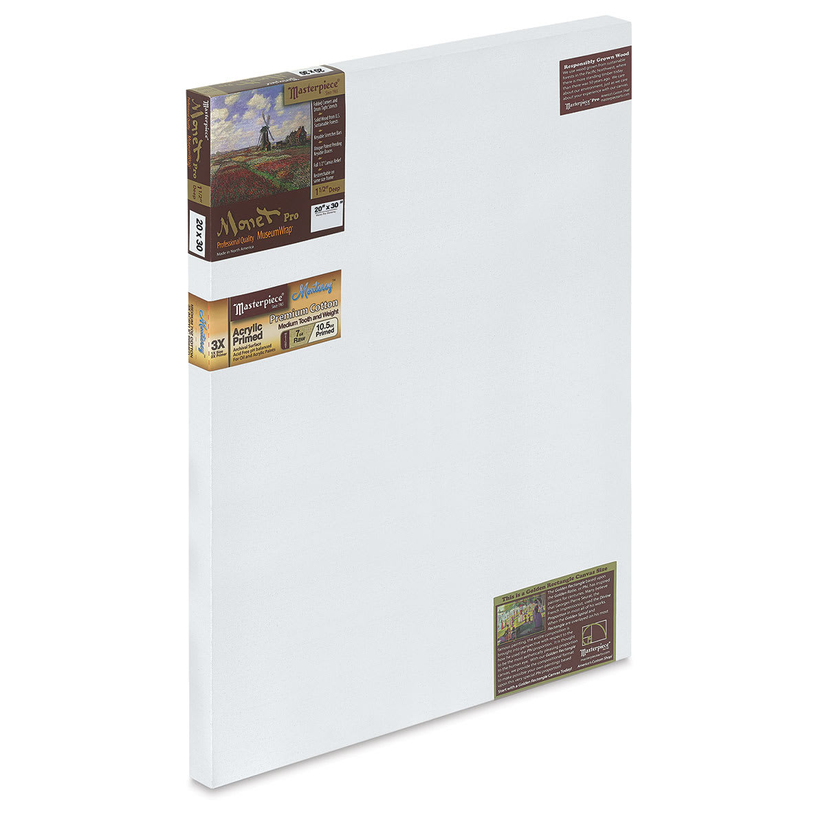 Masterpiece Monet Pro Monterey Cotton Canvas - 20" x 30", 1-1/2" Profile