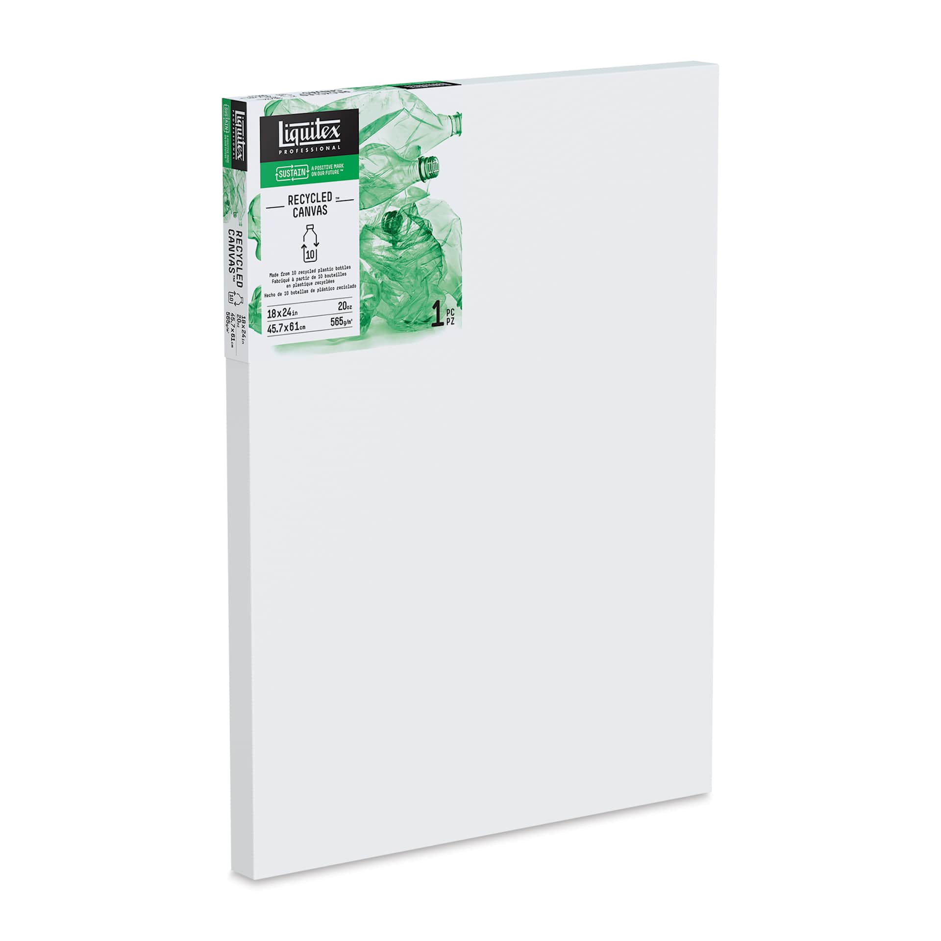 Liquitex Recycled Stretched Canvas - 18" x 24", 1-3/8" Deep Edge Profile, at an angle