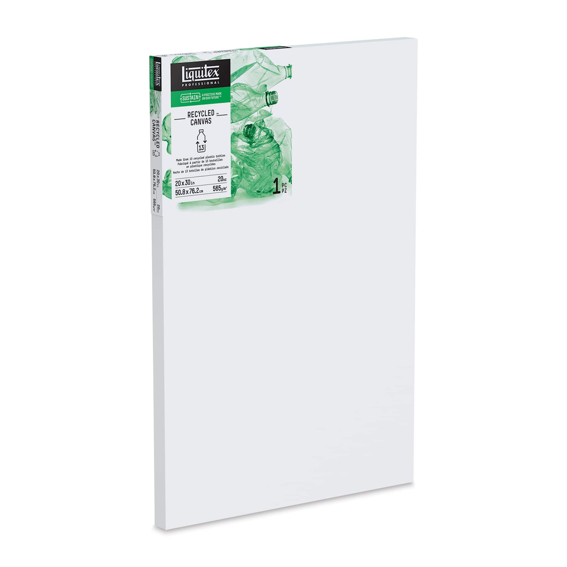 Liquitex Recycled Stretched Canvas - 20" x 30", 1-3/8" Deep Edge Profile, at an angle