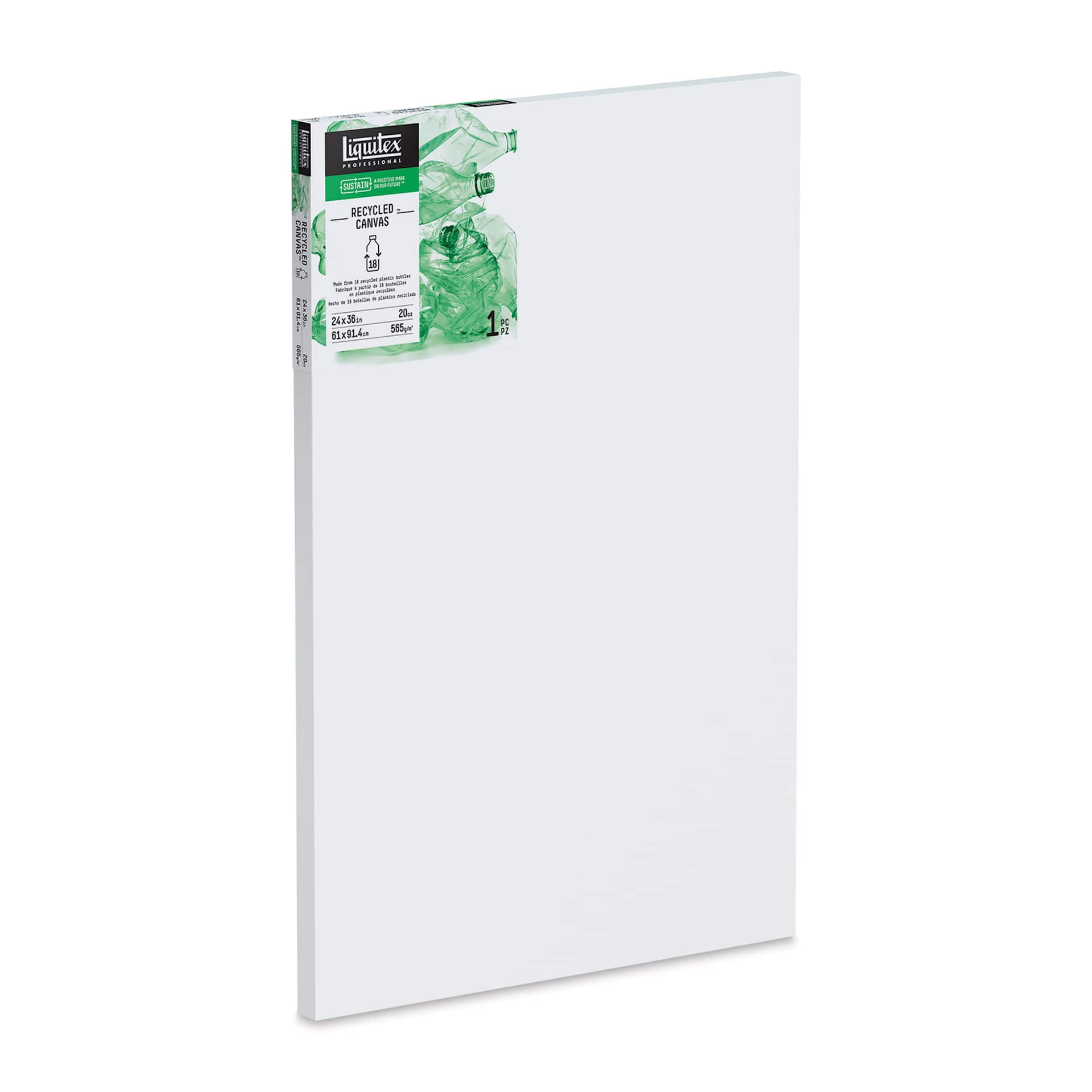 Liquitex Recycled Stretched Canvas - 24" x 36", 1-3/8" Deep Edge Profile. at an angle