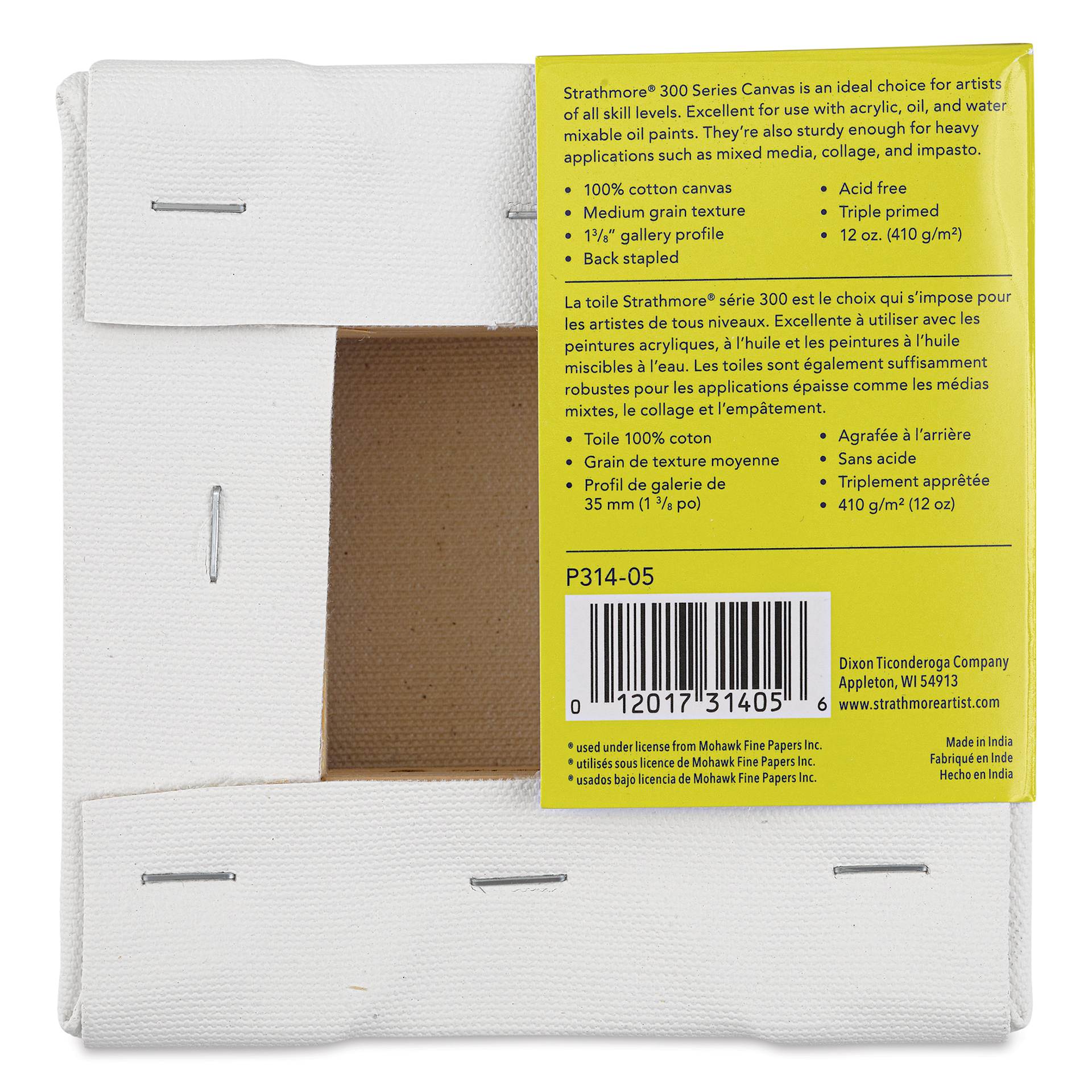  Strathmore 300 Series Stretched Cotton Canvas - 1-3/8" Profile, 5" x 5" back