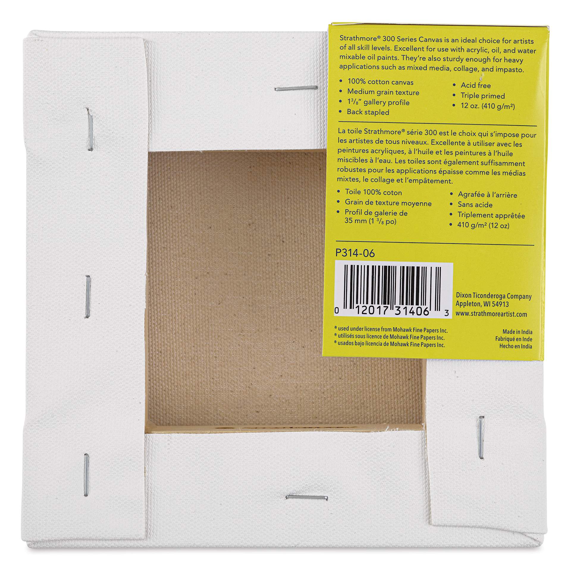 Strathmore 300 Series Stretched Cotton Canvas - 1-3/8" Profile, 6" x 6" back