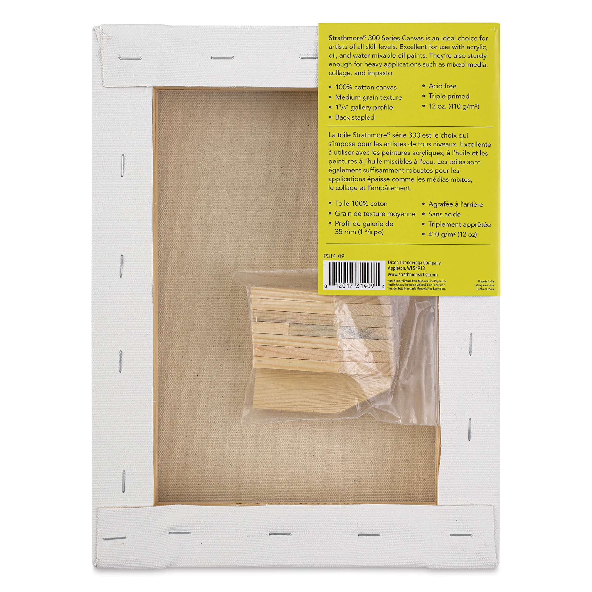 Strathmore 300 Series Stretched Cotton Canvas - 1-3/8" Profile, 9" x 12" back
