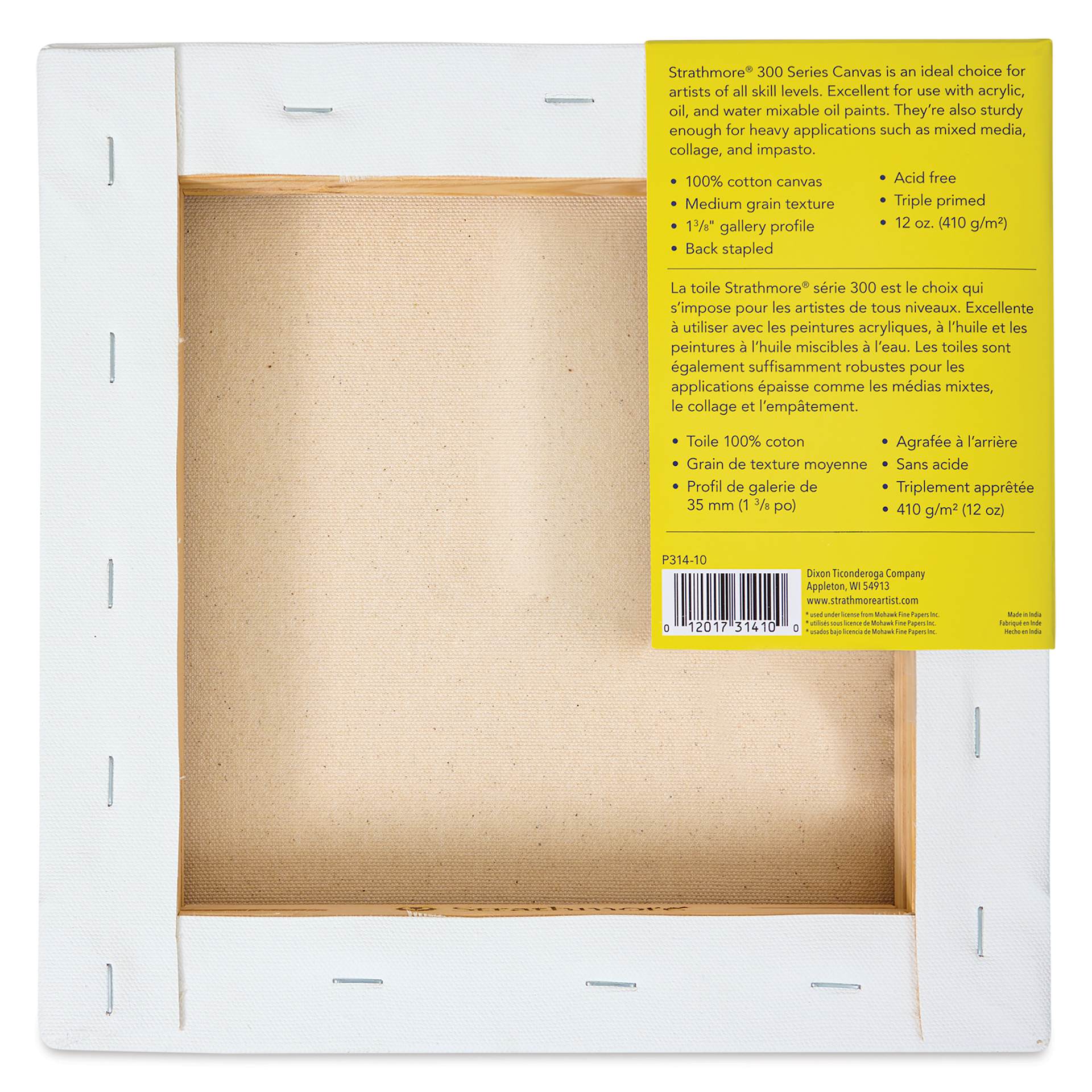 Strathmore 300 Series Stretched Cotton Canvas - 1-3/8" Profile, 10" x 10" back