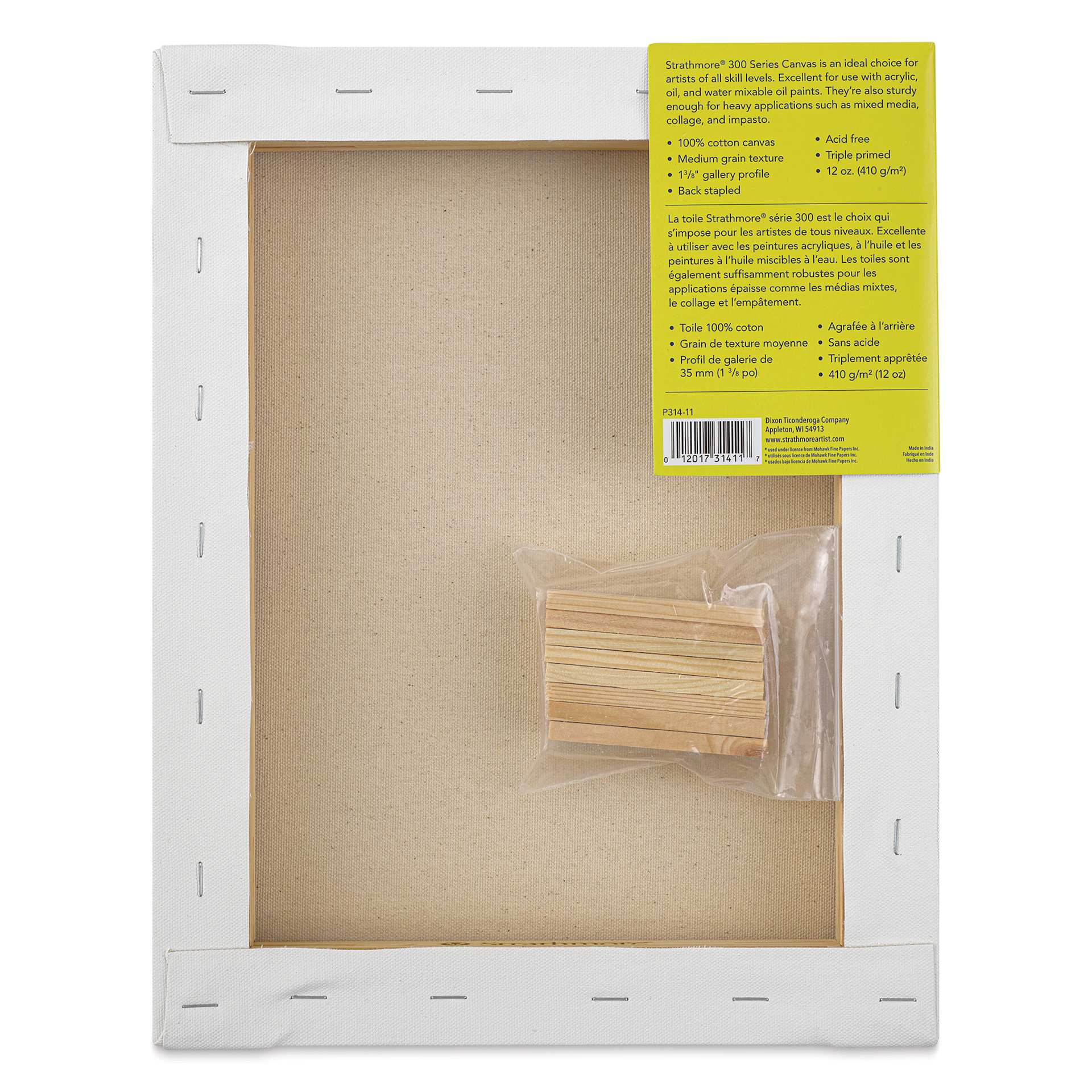 Strathmore 300 Series Stretched Cotton Canvas - 1-3/8" Profile, 11" x 14" back