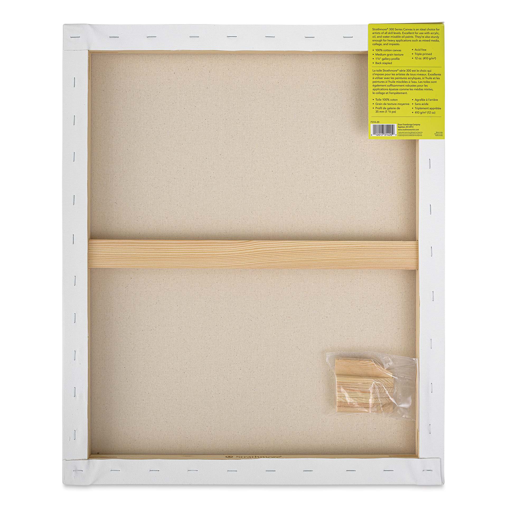 Strathmore 300 Series Stretched Cotton Canvas - 1-3/8" Profile, 20" x 24" back