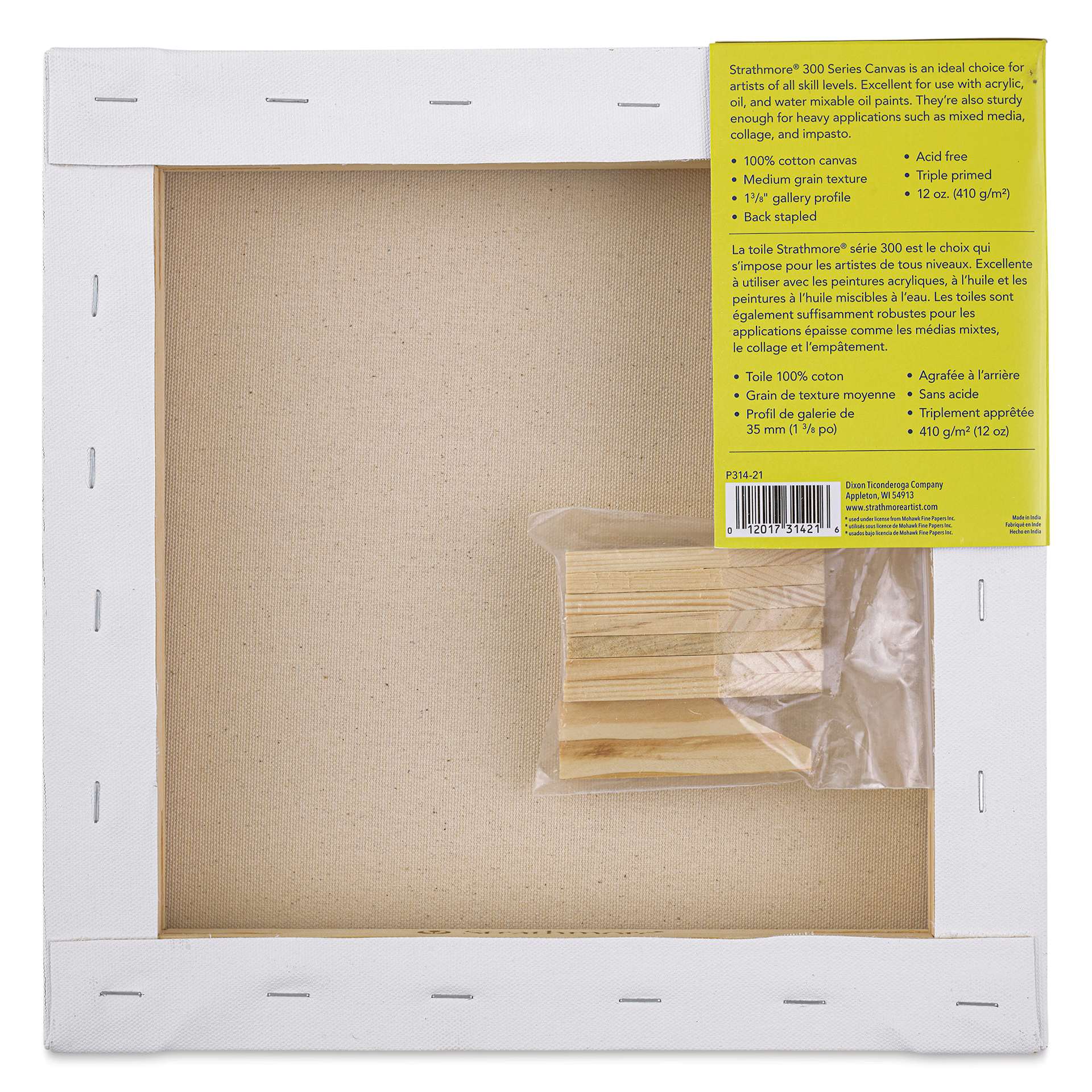 Strathmore 300 Series Stretched Cotton Canvas - 1-3/8" Profile, 12" x 12" back