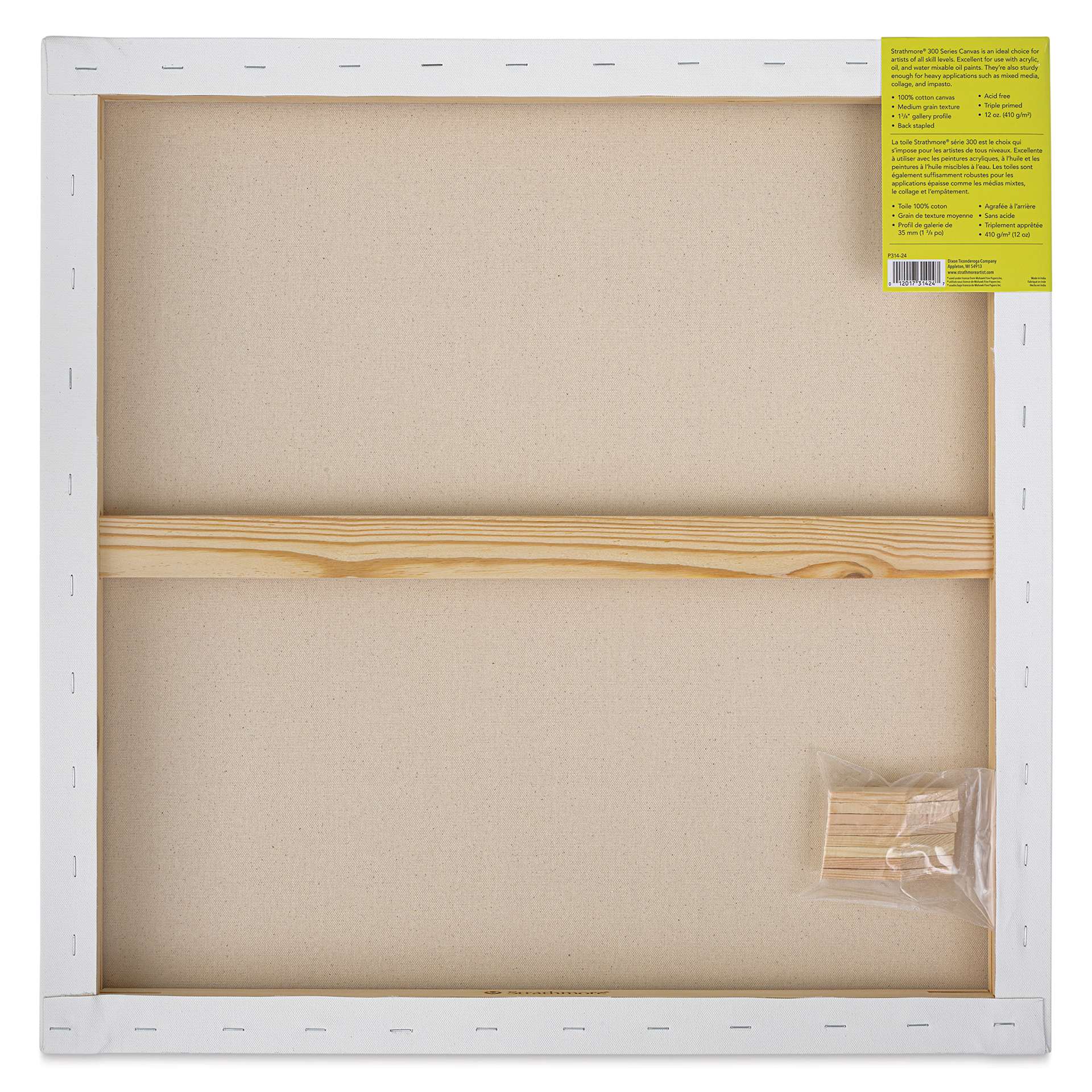 Strathmore 300 Series Stretched Cotton Canvas - 1-3/8" Profile, 24" x 24" back