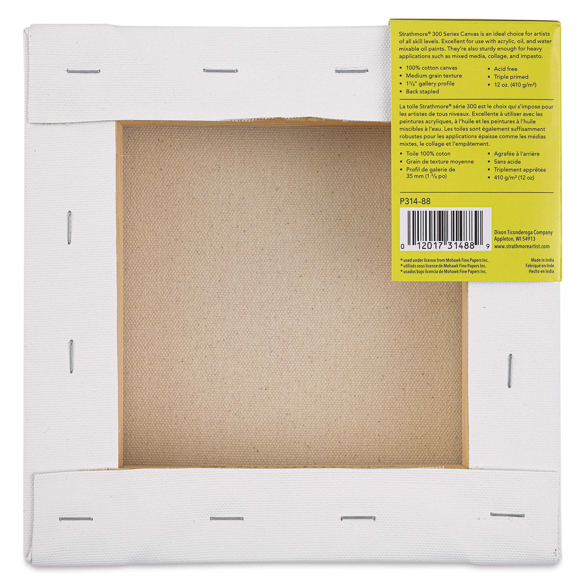 Strathmore 300 Series Stretched Cotton Canvas - 1-3/8" Profile, 8" x 8" back