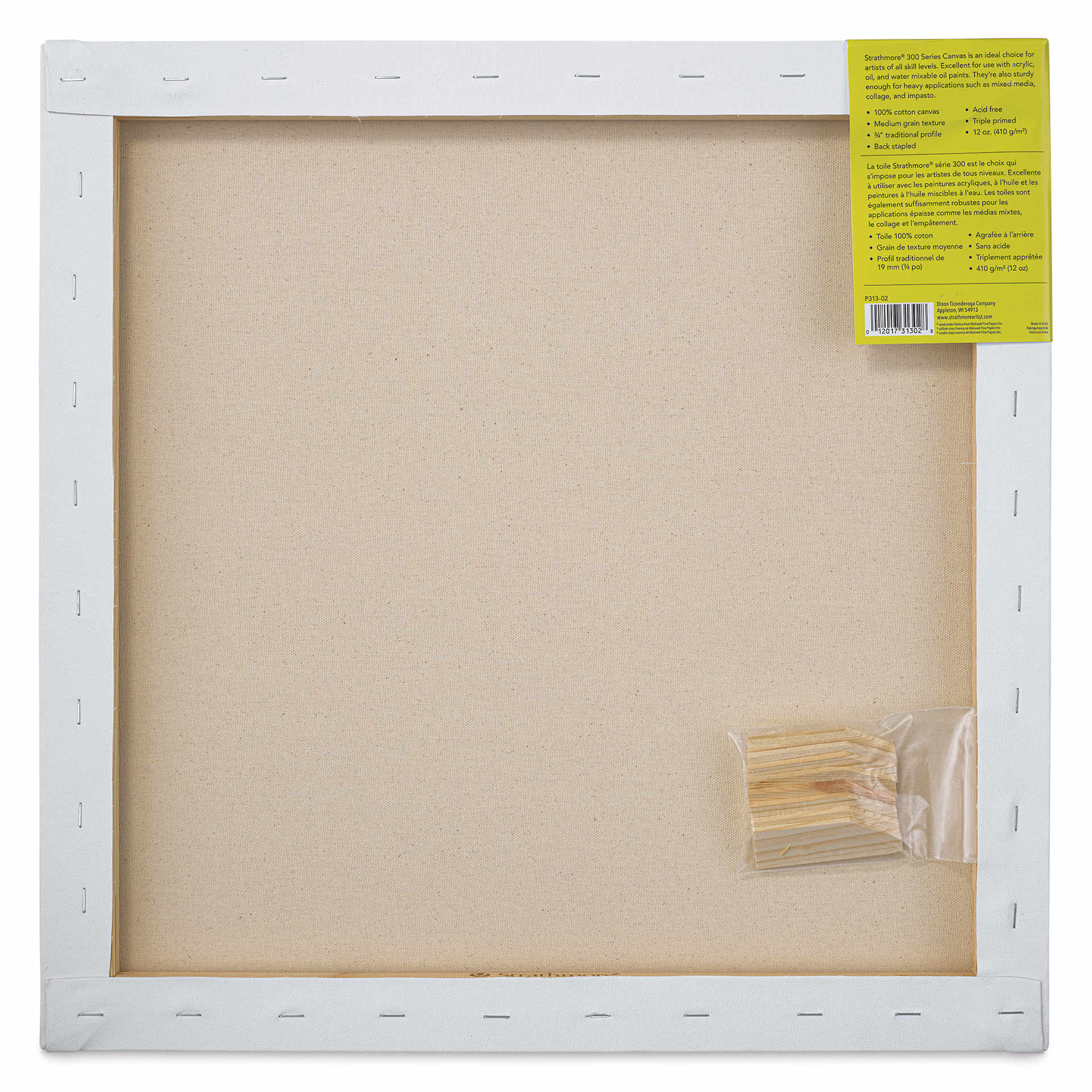 Strathmore 300 Series Stretched Cotton Canvas - 3/4" Profile, 20" x 20" back