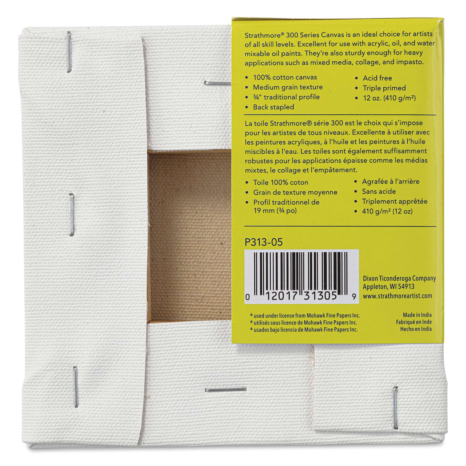 Strathmore 300 Series Stretched Cotton Canvas - 3/4" Profile, 5" x 5" back