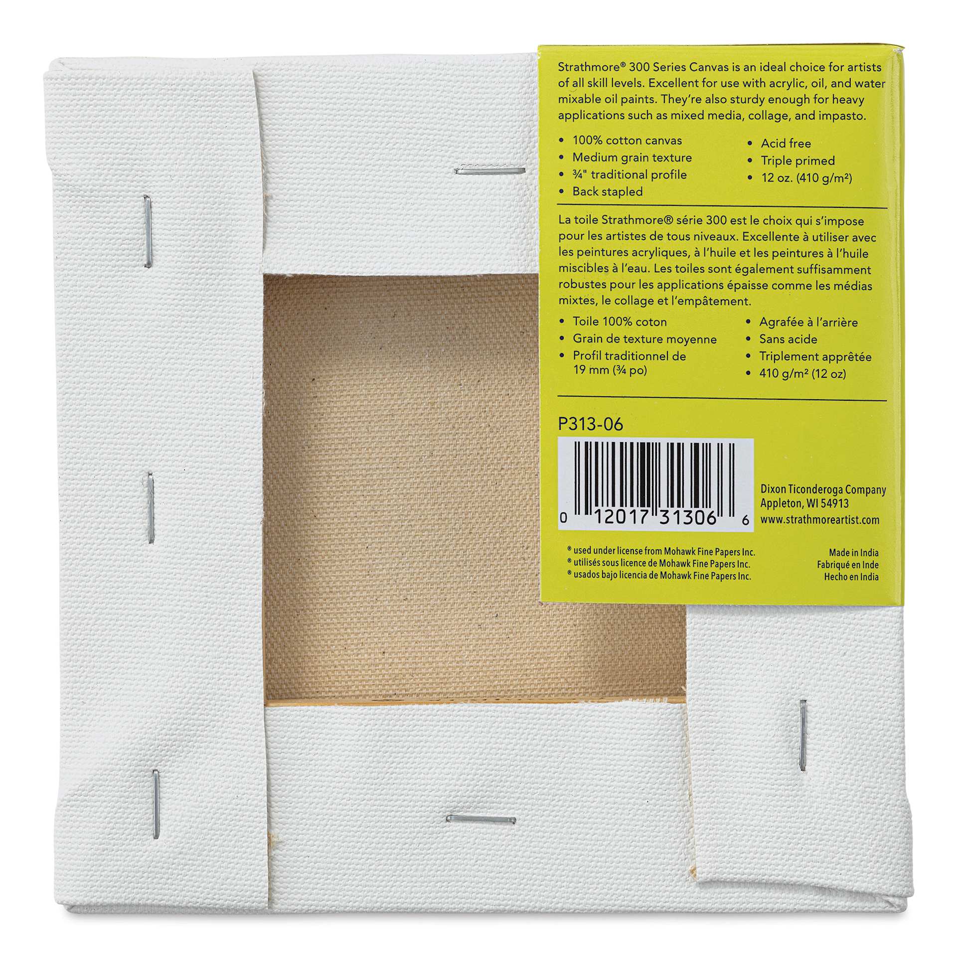Strathmore 300 Series Stretched Cotton Canvas - 3/4" Profile, 6" x 6" back