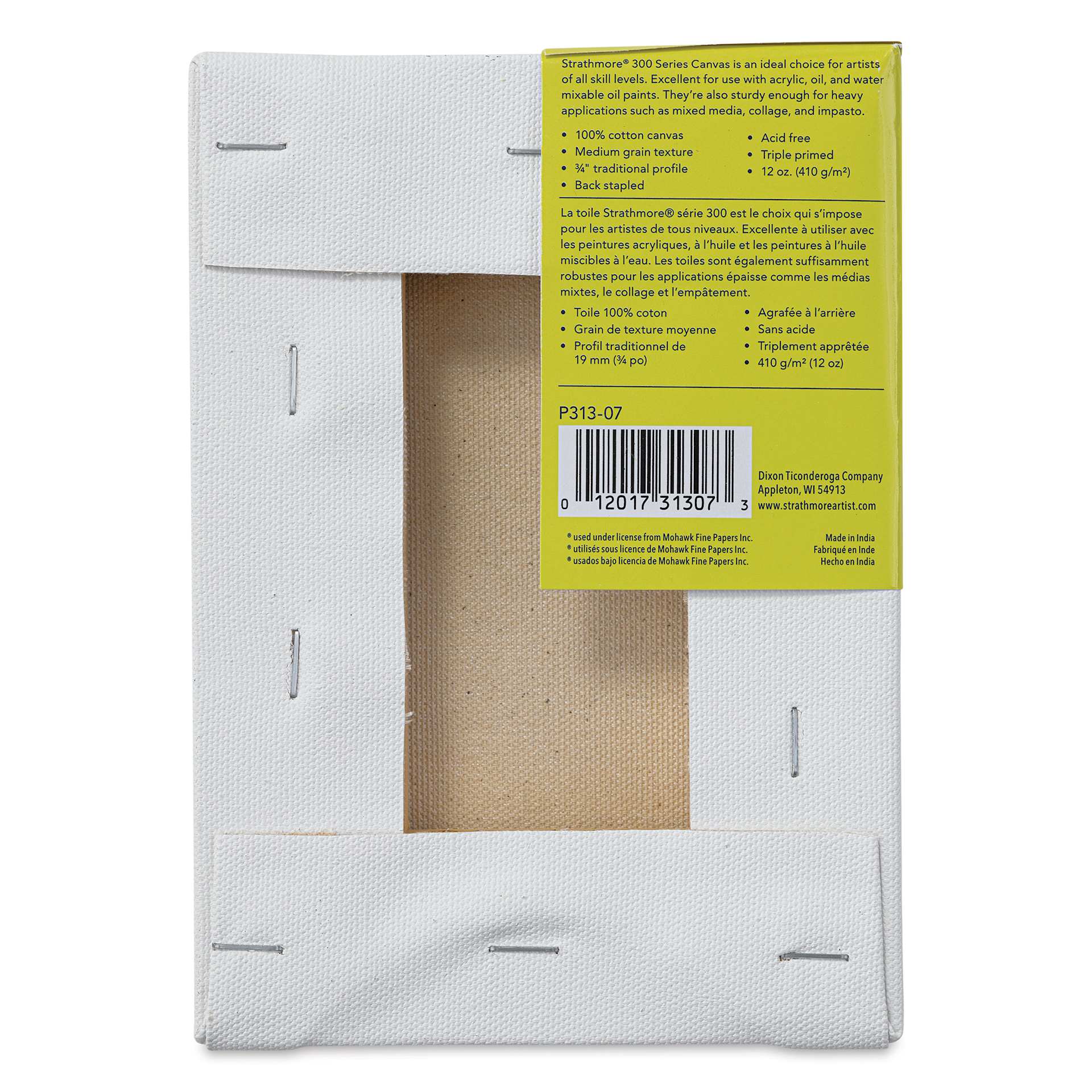 Strathmore 300 Series Stretched Cotton Canvas - 3/4" Profile, 5" x 7" back