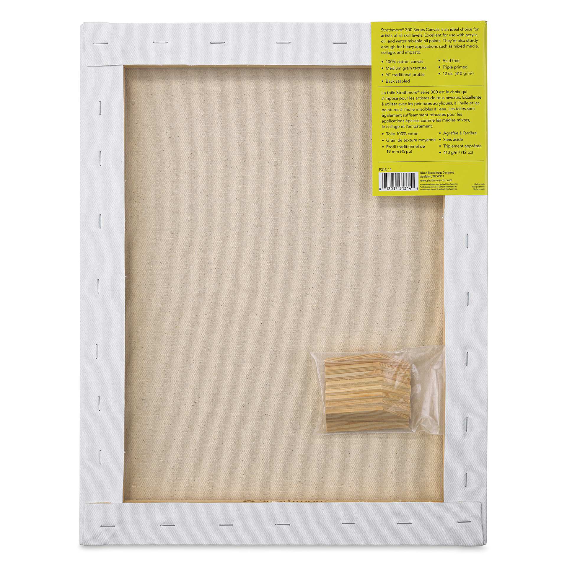 Strathmore 300 Series Stretched Cotton Canvas - 3/4" Profile, 14" x 18" back