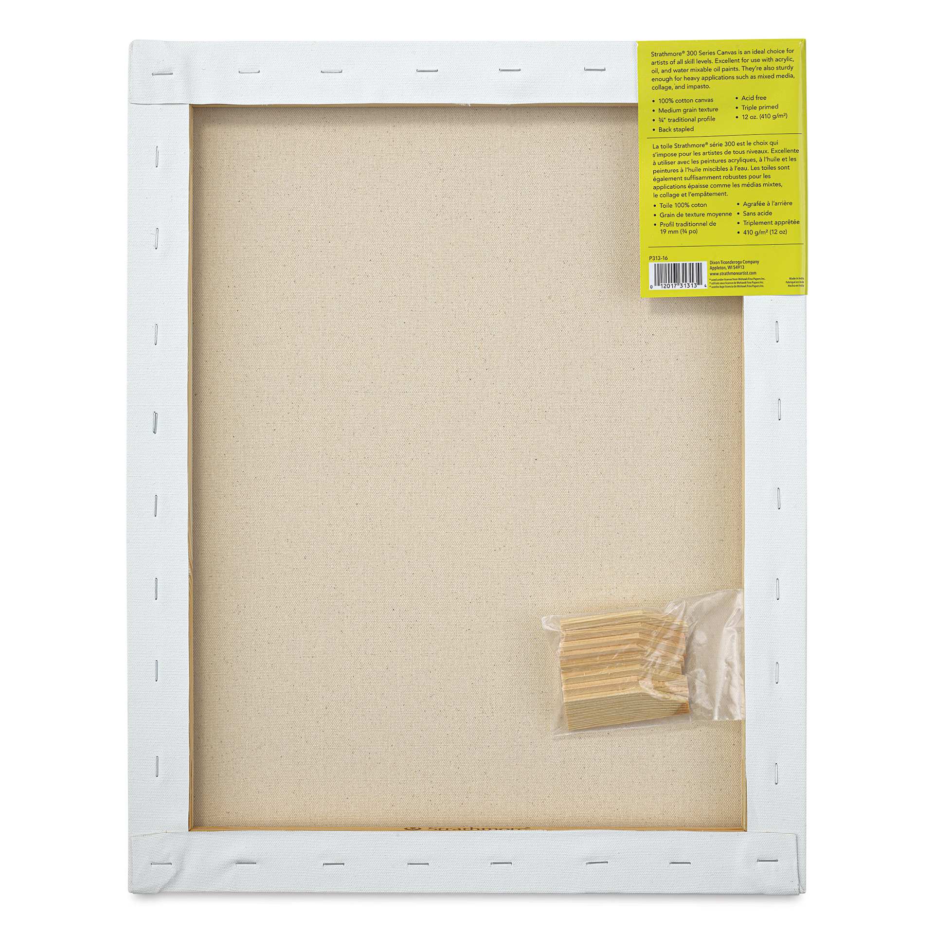 Strathmore 300 Series Stretched Cotton Canvas - 3/4" Profile, 16" x 20" back