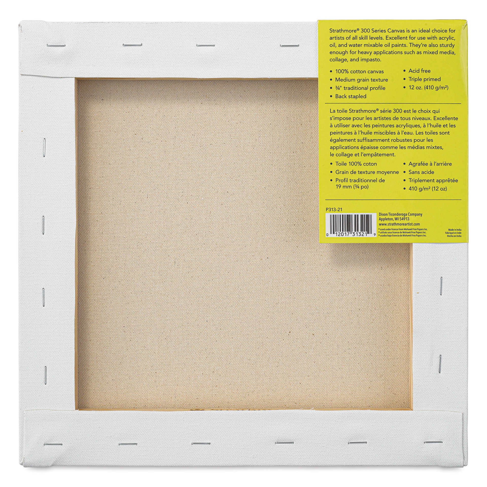 Strathmore 300 Series Stretched Cotton Canvas - 3/4" Profile, 12" x 12" back