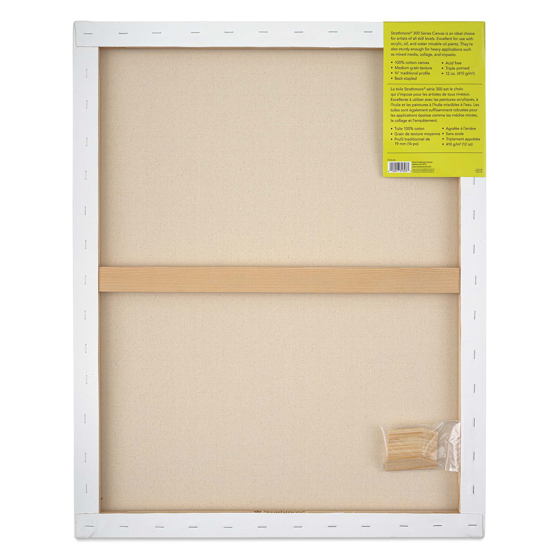 Strathmore 300 Series Stretched Cotton Canvas - 3/4" Profile, 24" x 30" back