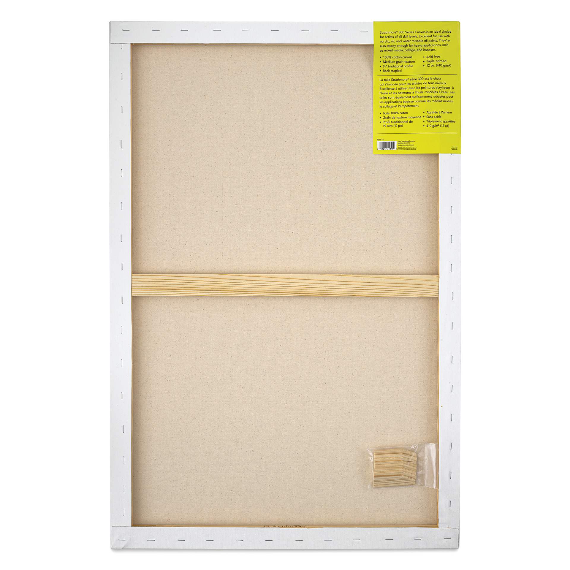 Strathmore 300 Series Stretched Cotton Canvas - 3/4" Profile, 24" x 36" back