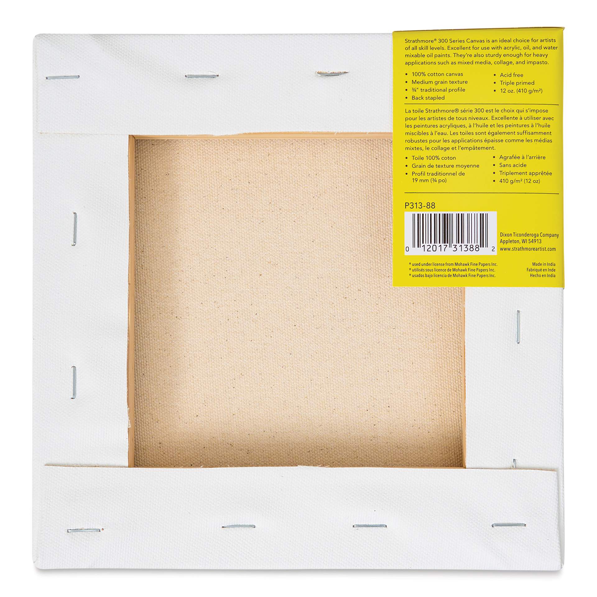Strathmore 300 Series Stretched Cotton Canvas - 3/4" Profile, 8" x 8" back